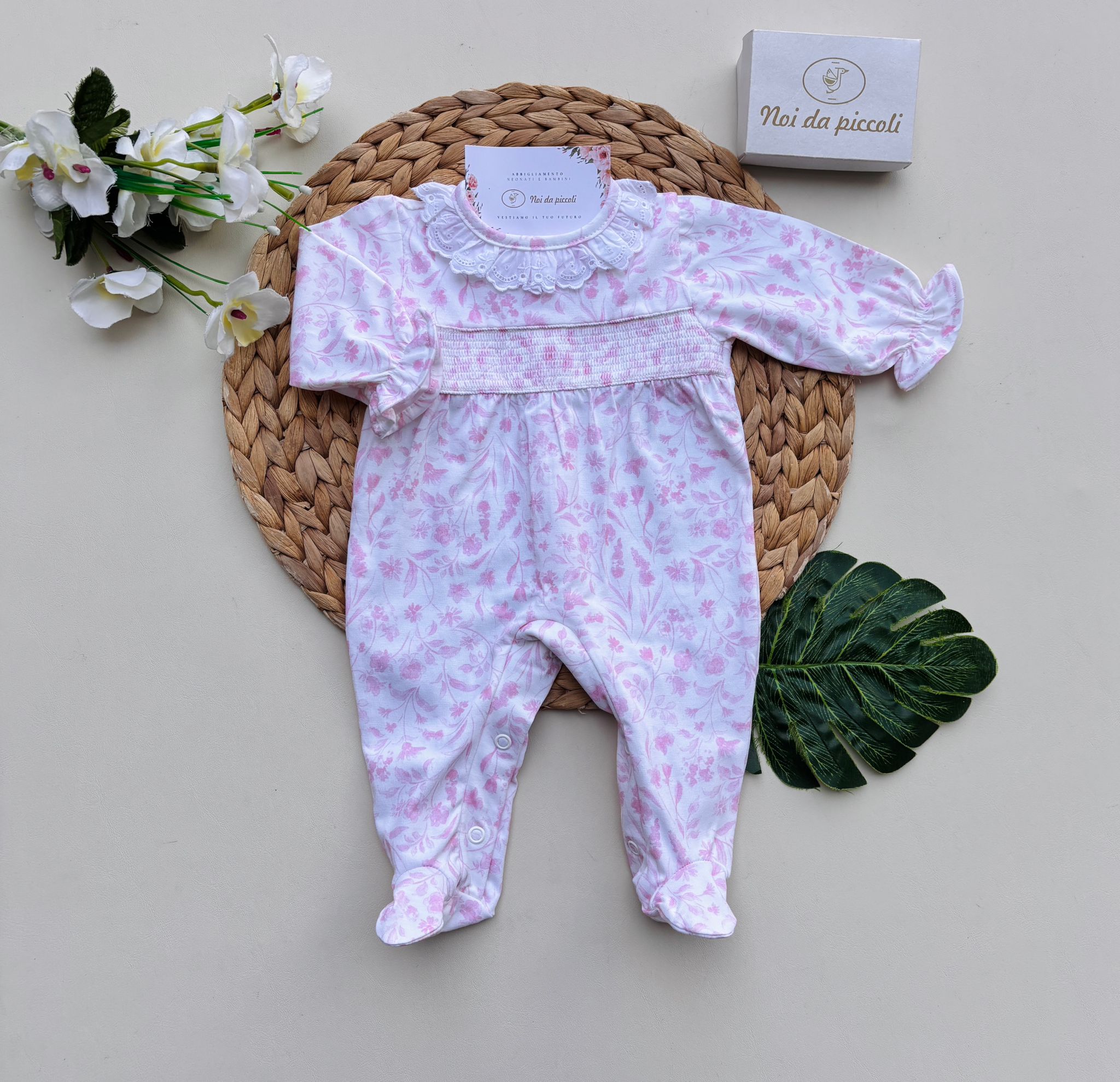 TUTINA IN COTONE ROSA CON PUNTO SMOK - Noi da piccoli