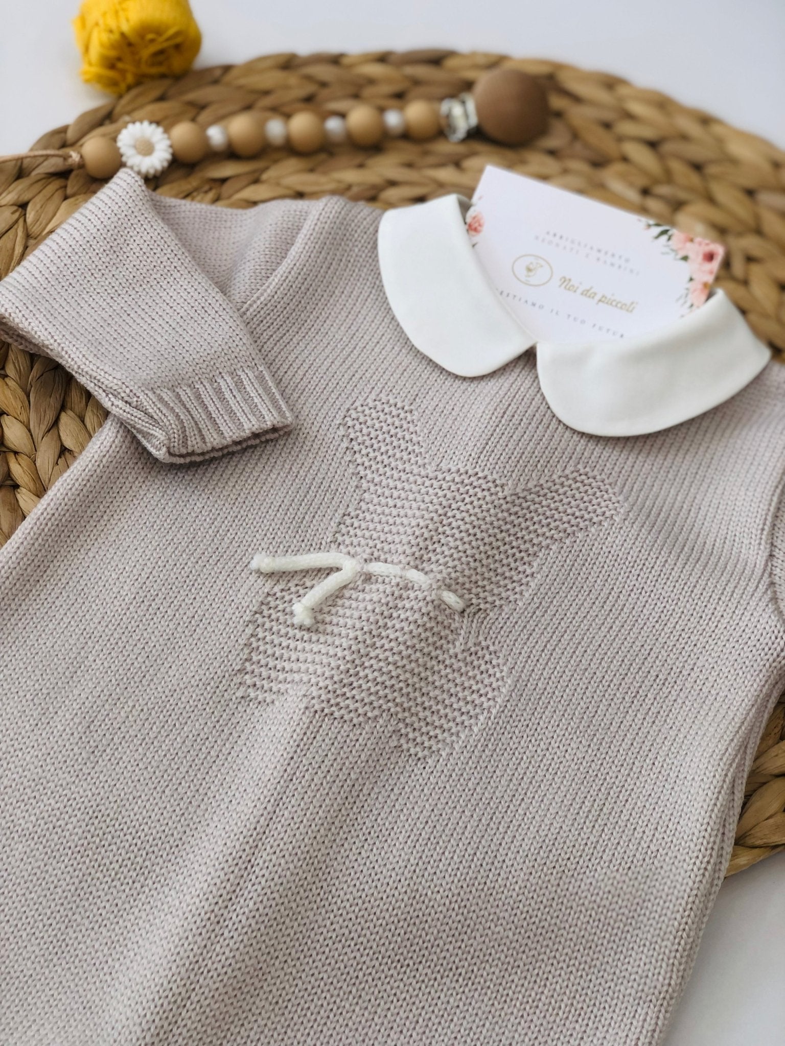 TUTINA IN LANA MERINO EXTRAFINE BEIGE PANNA - Noi da piccoli