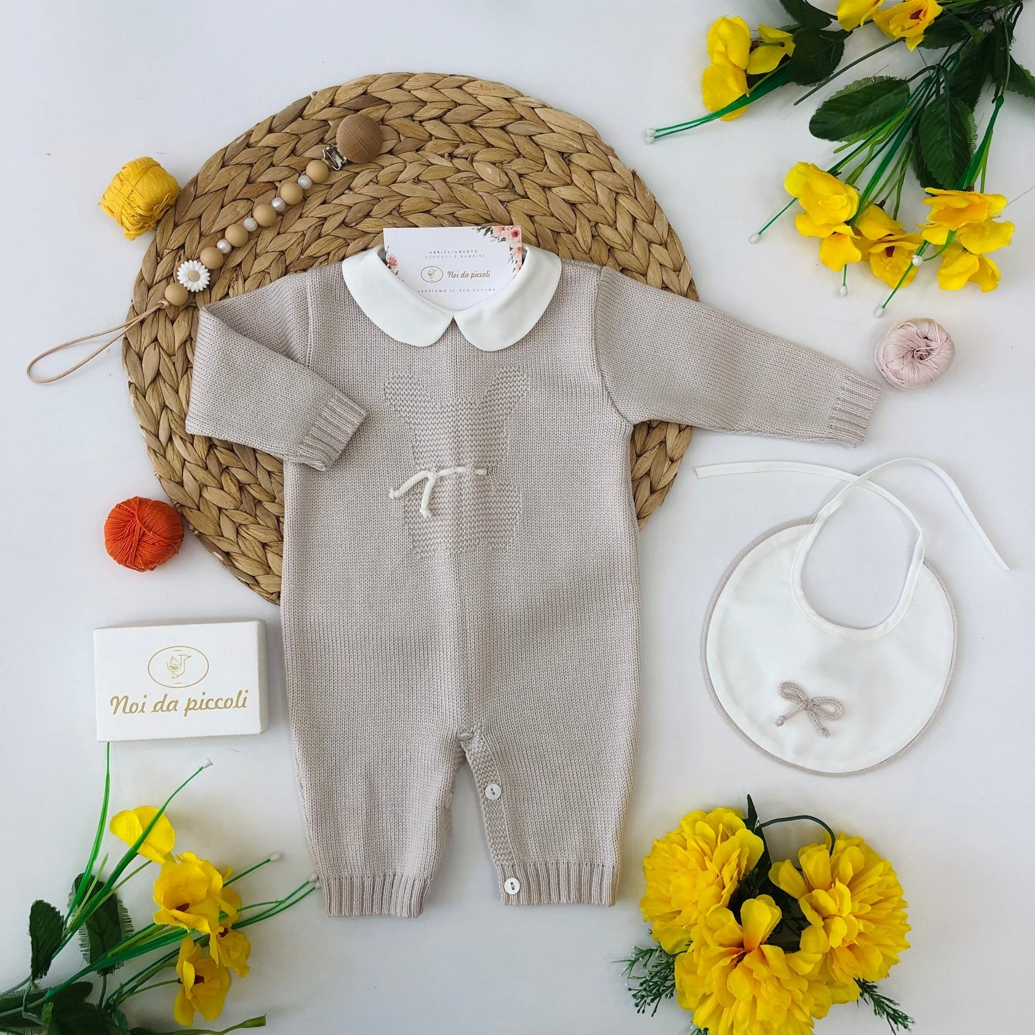 TUTINA IN LANA MERINO EXTRAFINE BEIGE PANNA - Noi da piccoli