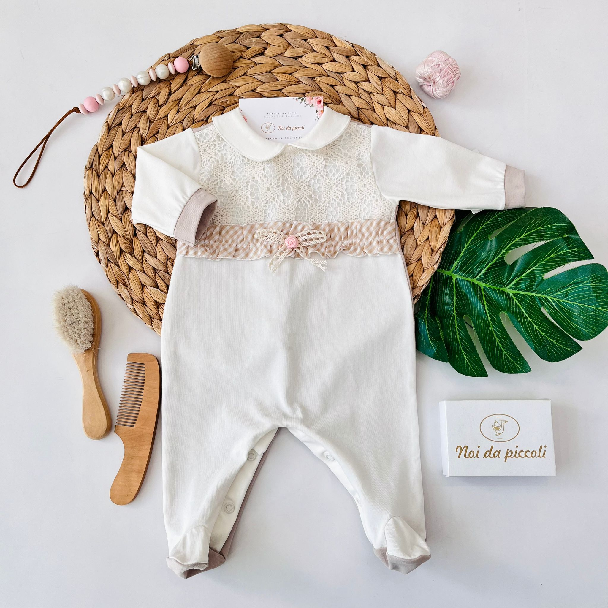 TUTINA MACRAME' 100 % COTONE BIANCO BEIGE - Noi da piccoli