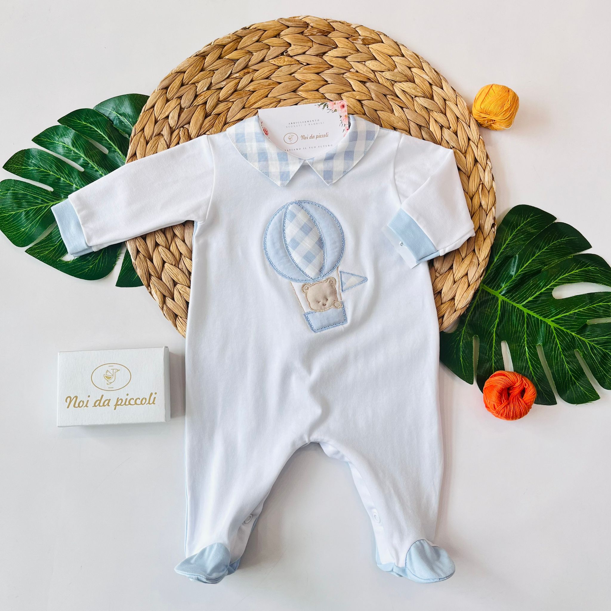 TUTINA MONGOLFIERA 100 % COTONE BIANCO CIELO - Noi da piccoli