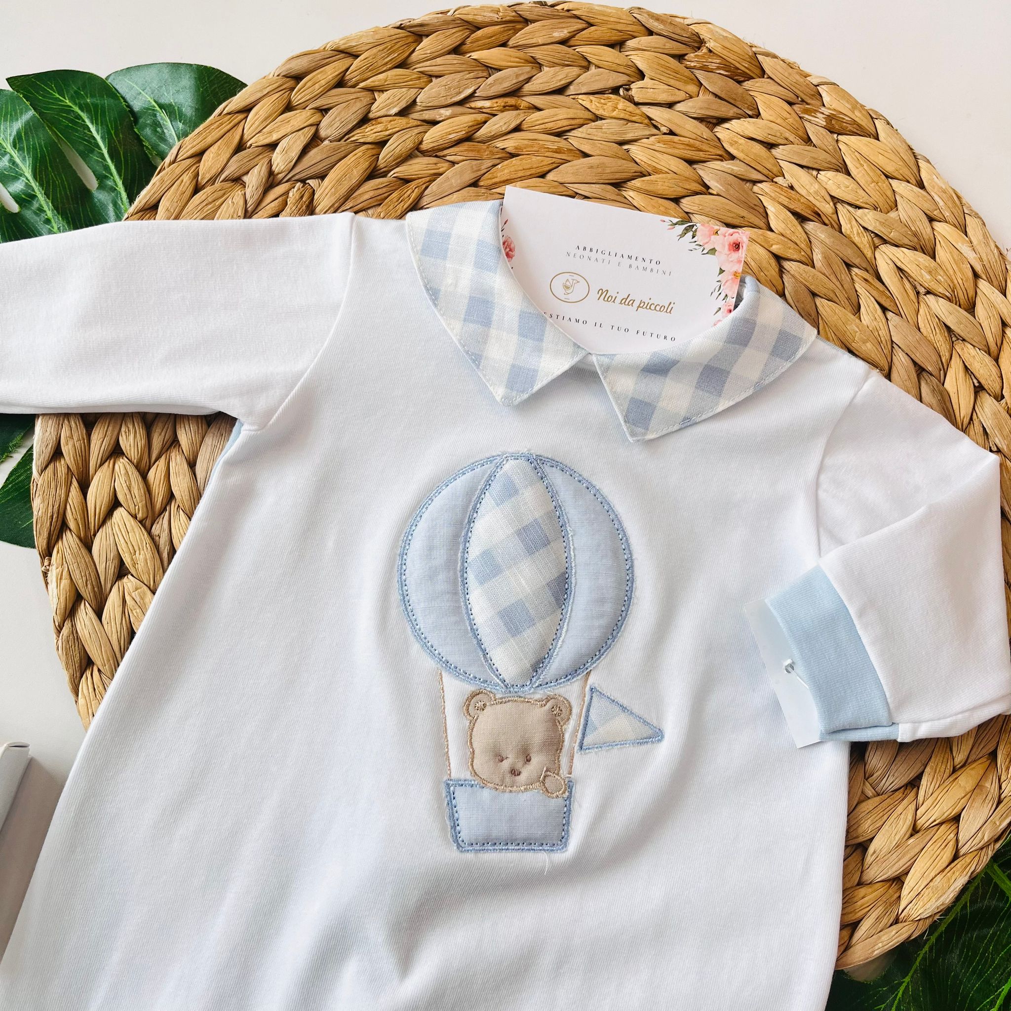 TUTINA MONGOLFIERA 100 % COTONE BIANCO CIELO - Noi da piccoli