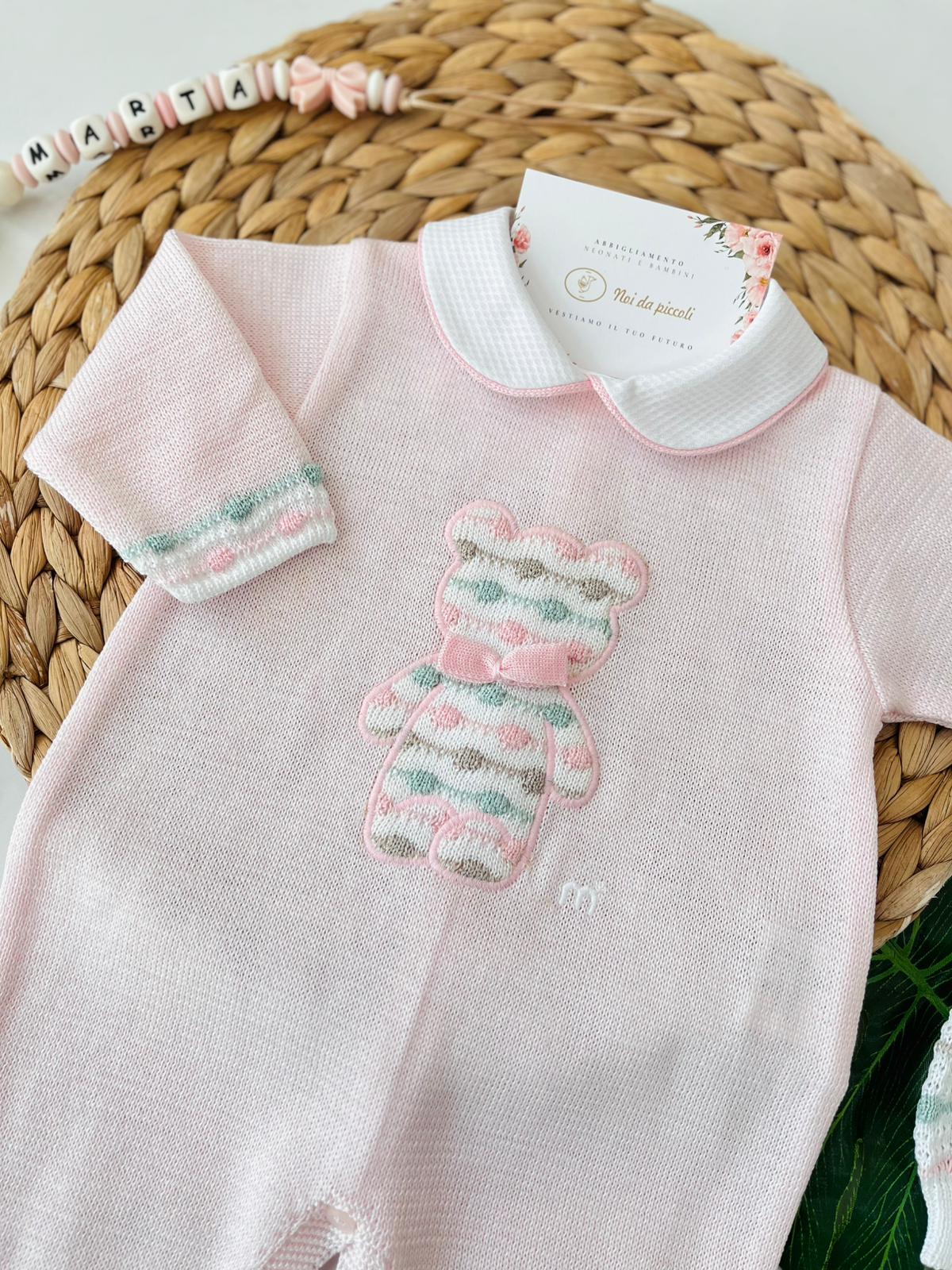 TUTINA ORSETTO PARURE 100% FILO DI COTONE PESCO MULTICOLOR - Noi da piccoli