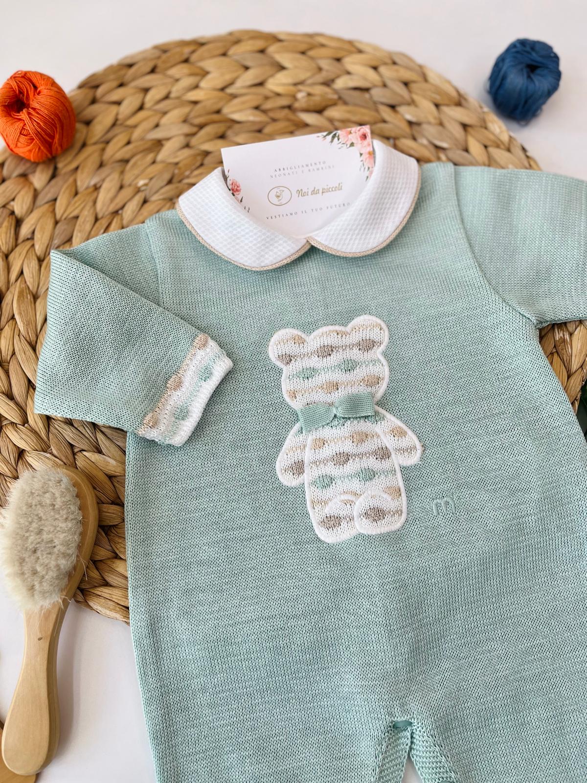 TUTINA ORSETTO PARURE 100% FILO DI COTONE SALVIA MULTICOLOR - Noi da piccoli