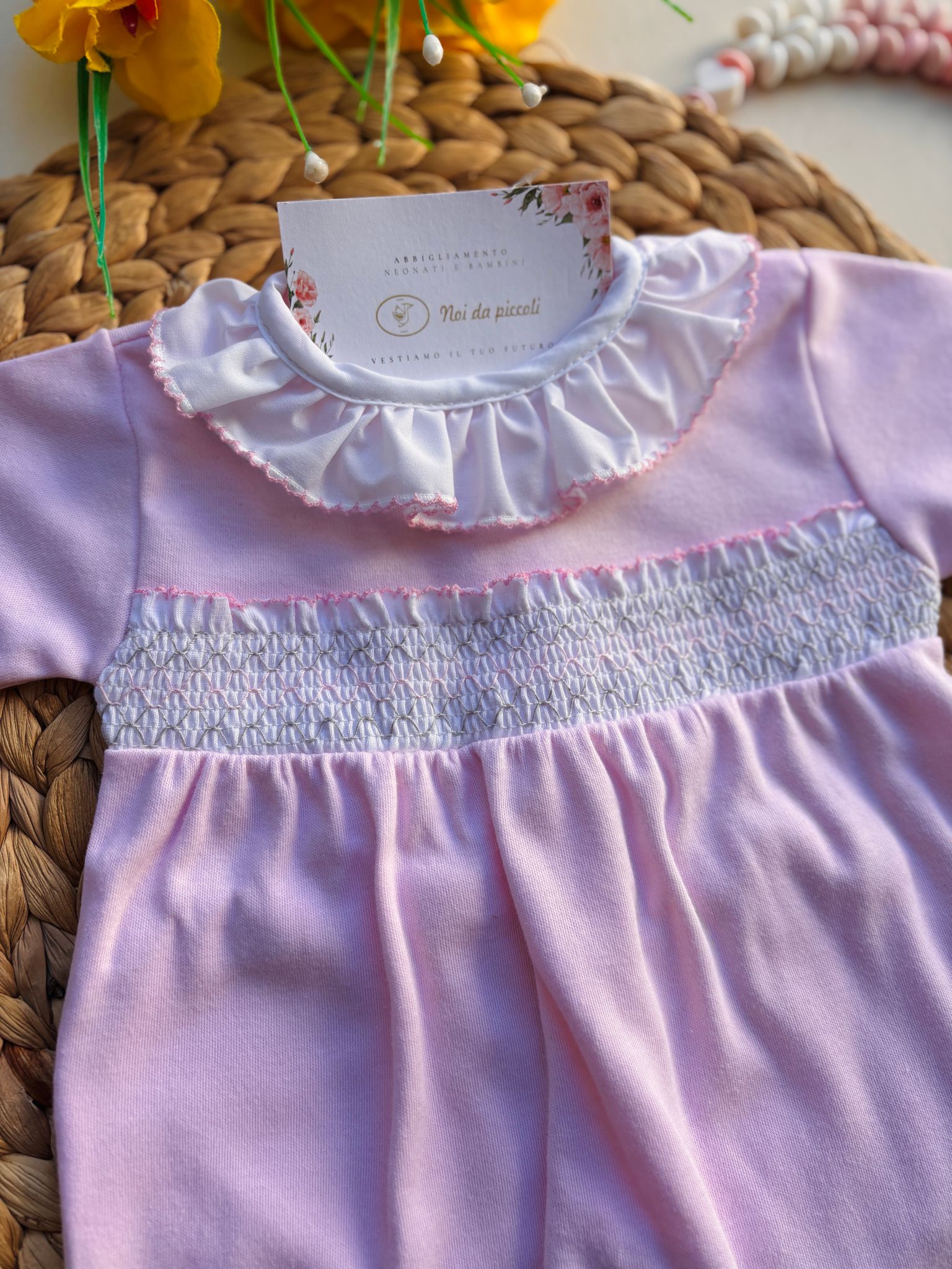 TUTINA PUNTO SMOK CENTRALE COTONE CALDO ROSA - Noi da piccoli