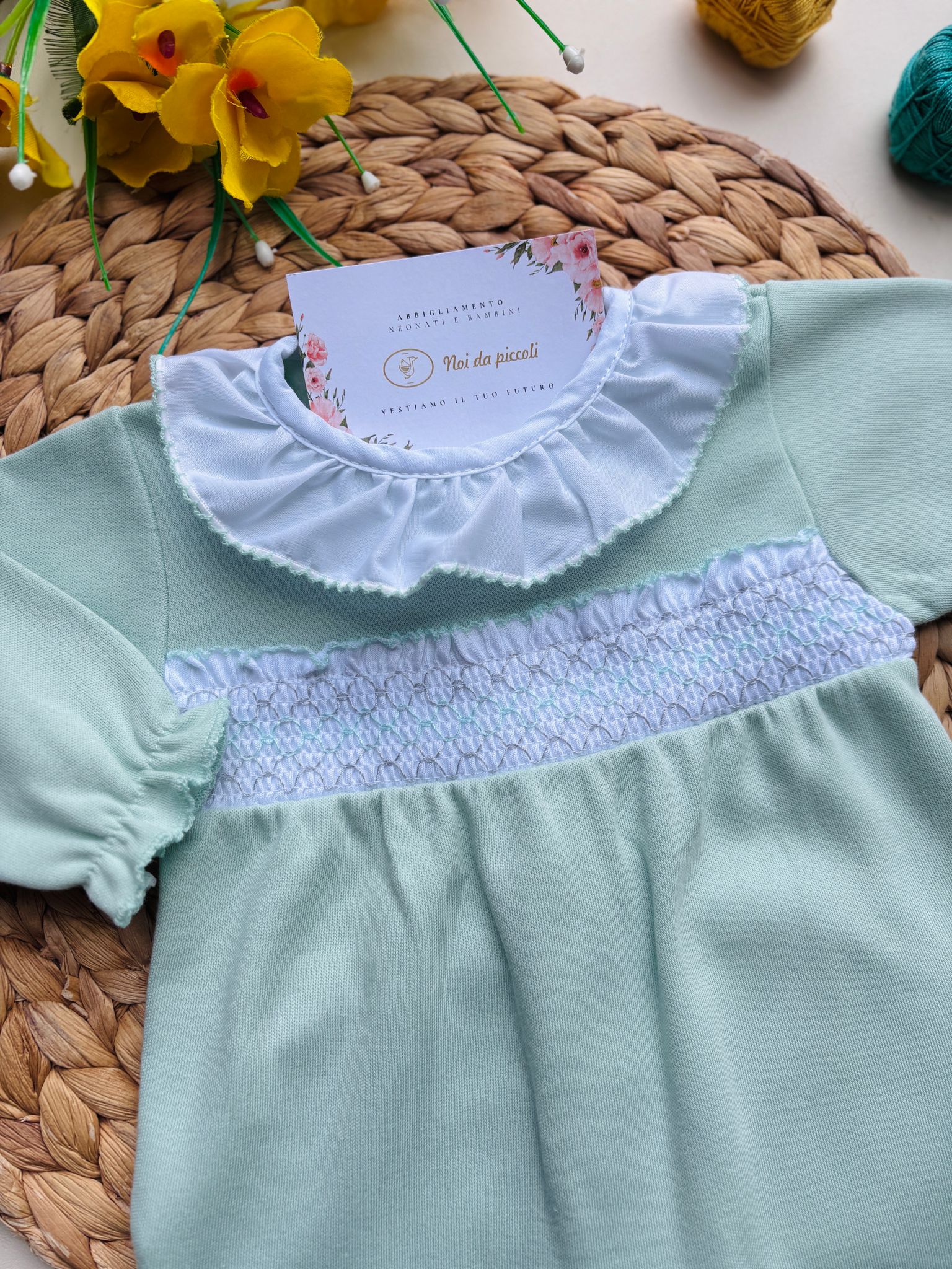 TUTINA PUNTO SMOK CENTRALE COTONE CALDO VERDE - Noi da piccoli