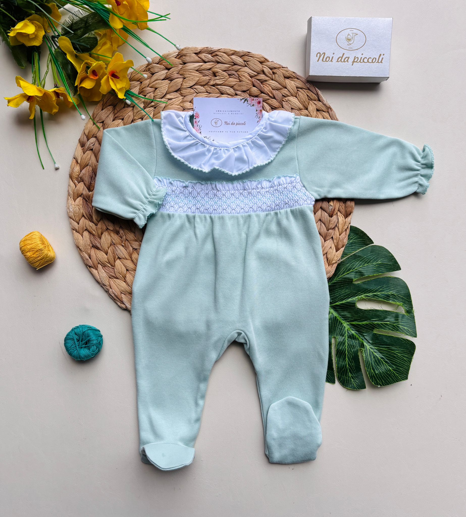 TUTINA PUNTO SMOK CENTRALE COTONE CALDO VERDE - Noi da piccoli