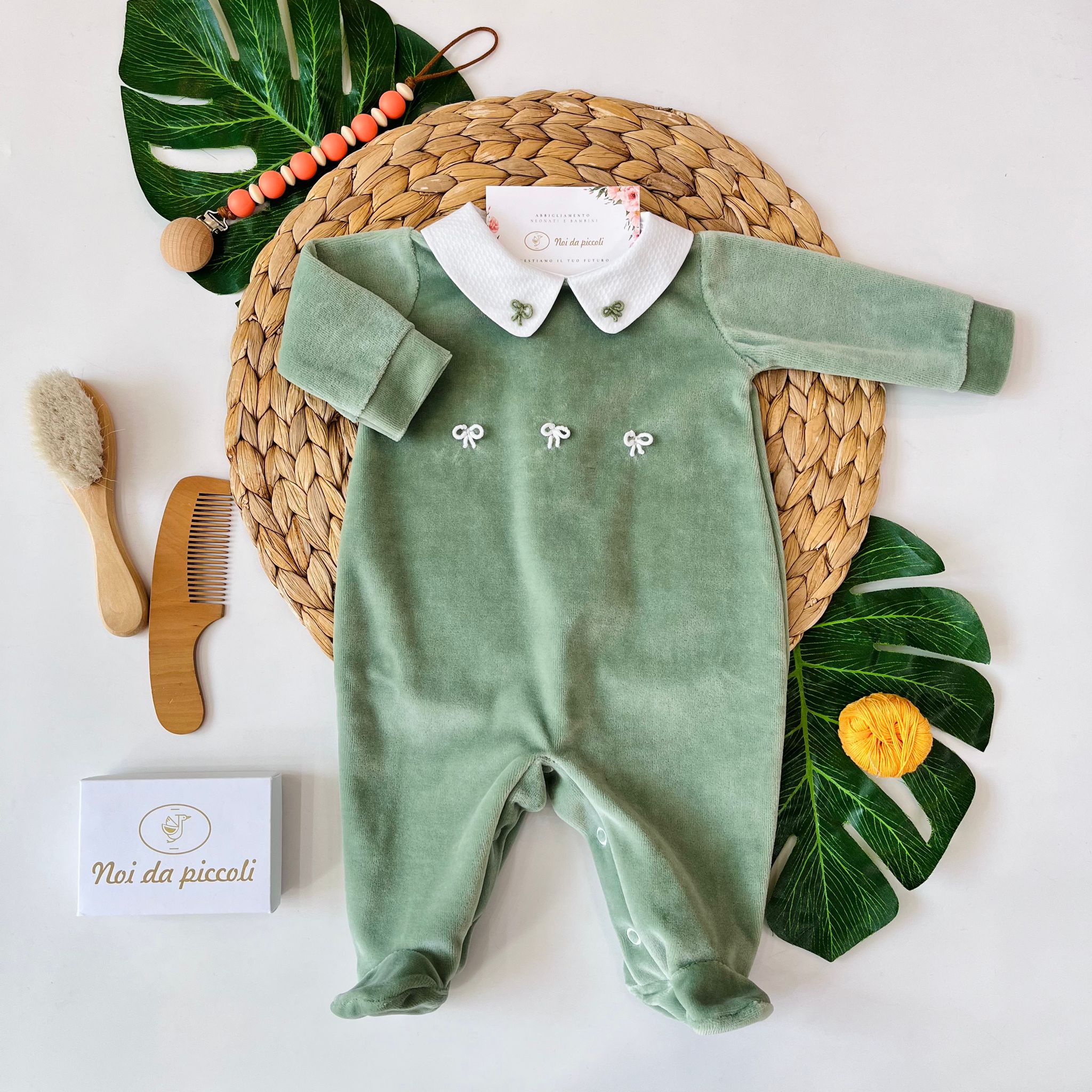 TUTINA TRE FIOCCHETTI CINIGLIA SALVIA - Noi da piccoli