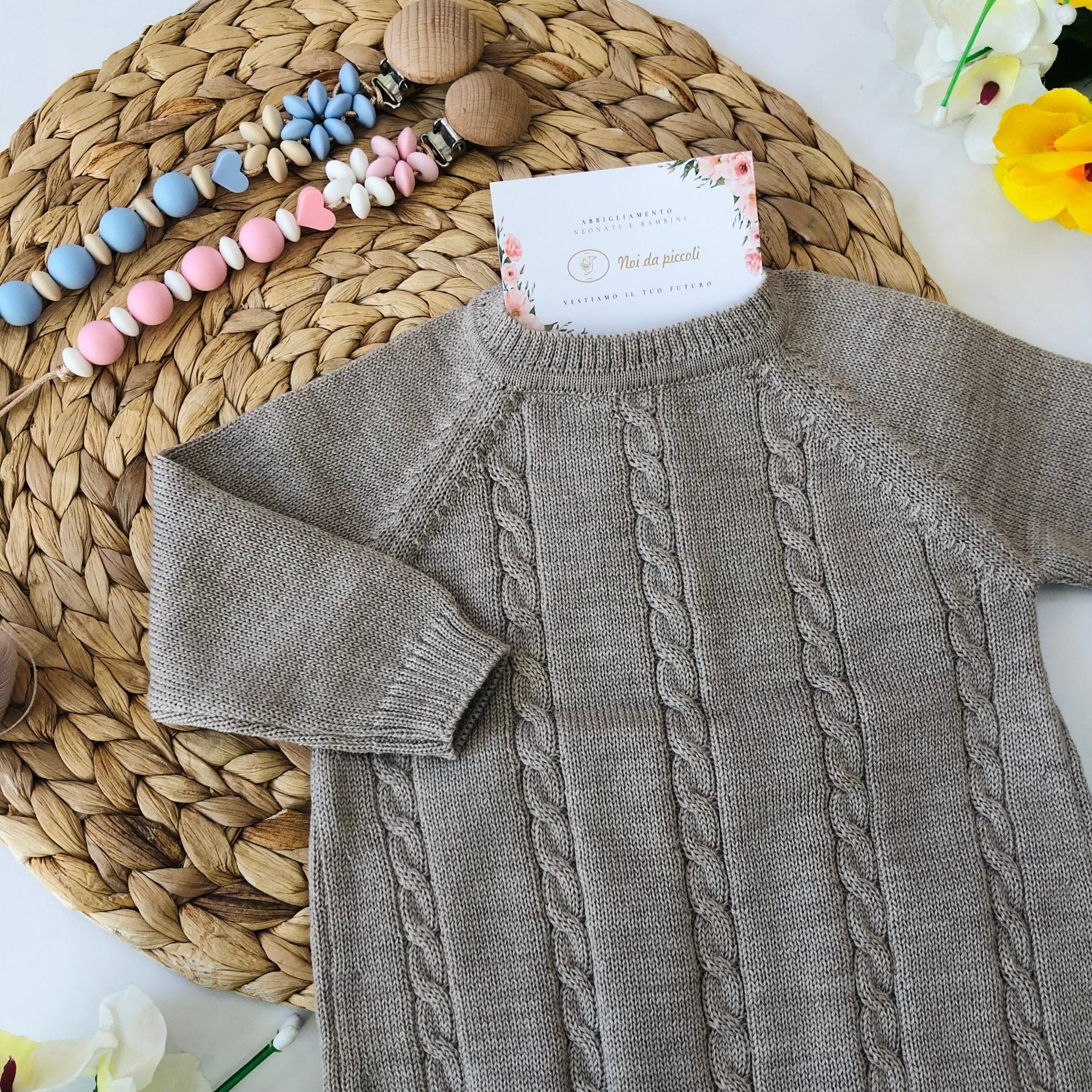 TUTINA TRECCIA IN LANA MERINO EXTRAFINE BEIGE - Noi da piccoli