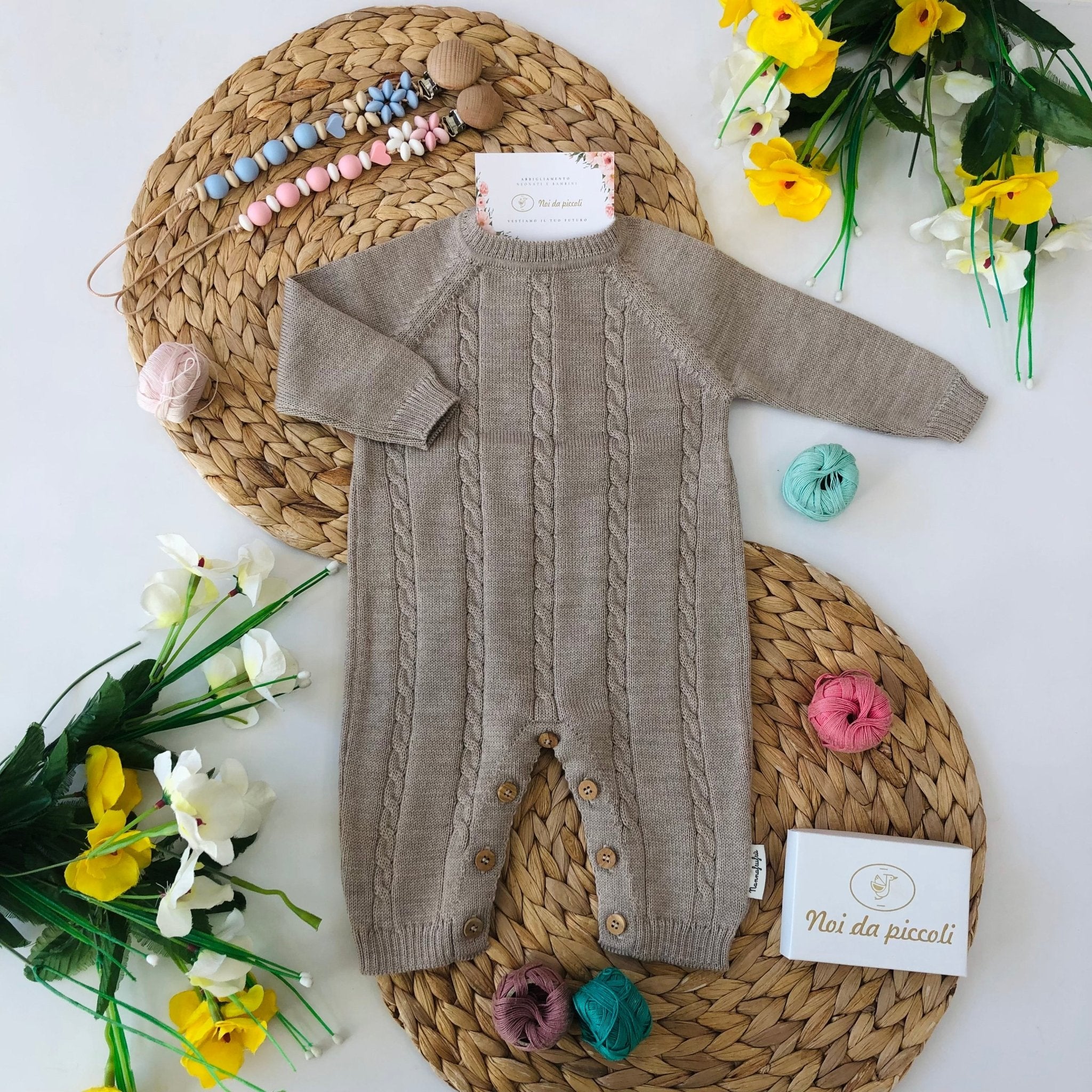 TUTINA TRECCIA IN LANA MERINO EXTRAFINE BEIGE - Noi da piccoli