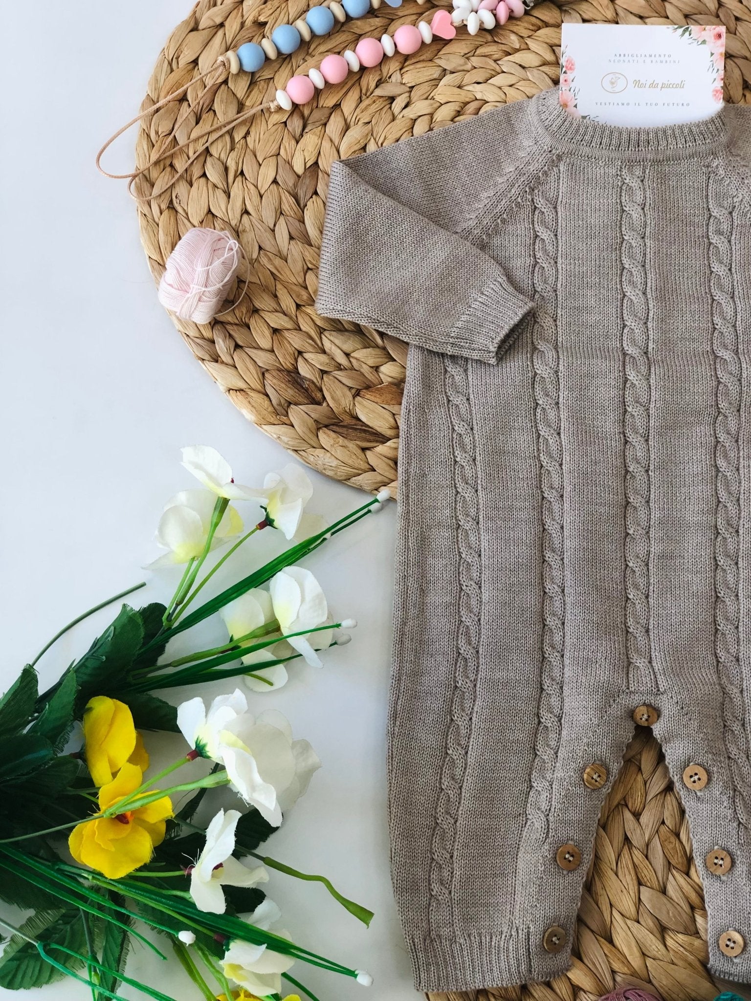 TUTINA TRECCIA IN LANA MERINO EXTRAFINE BEIGE - Noi da piccoli