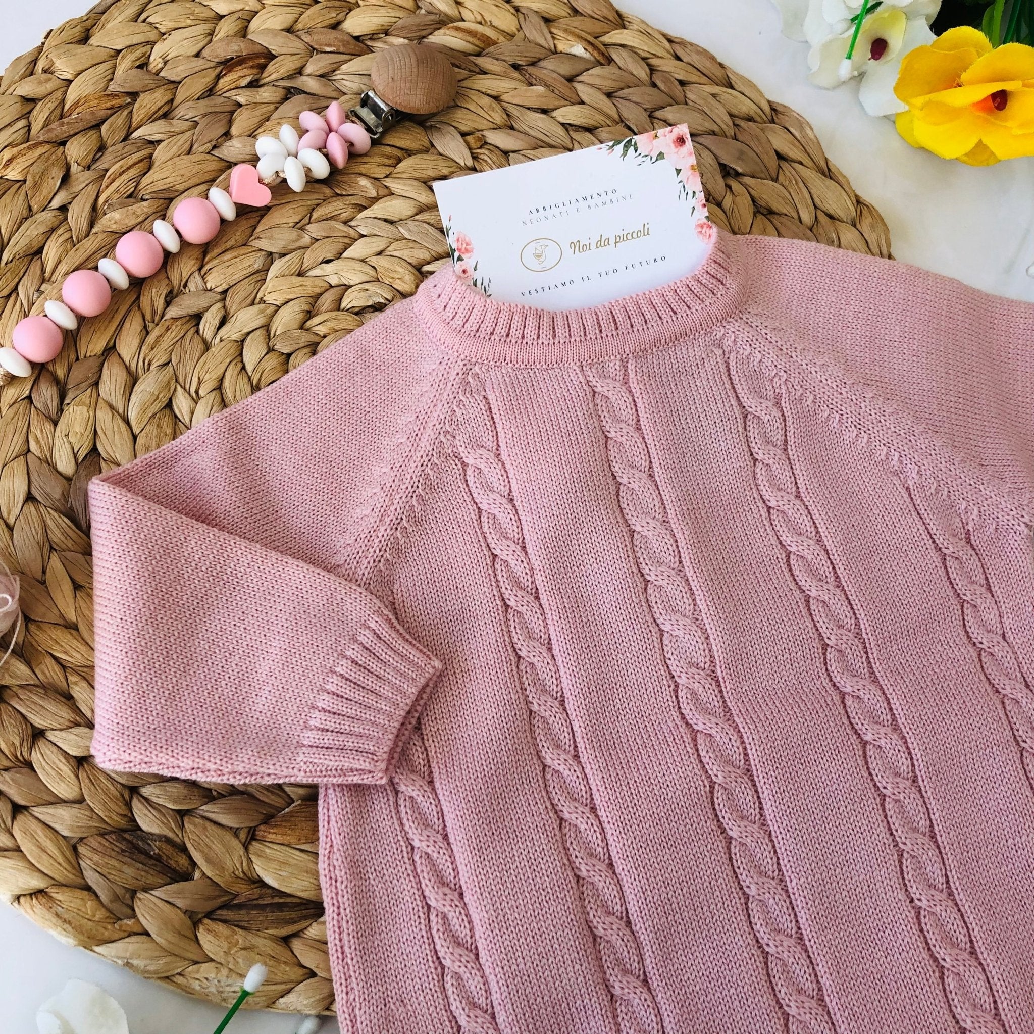 TUTINA TRECCIA IN LANA MERINO EXTRAFINE ROSA - Noi da piccoli