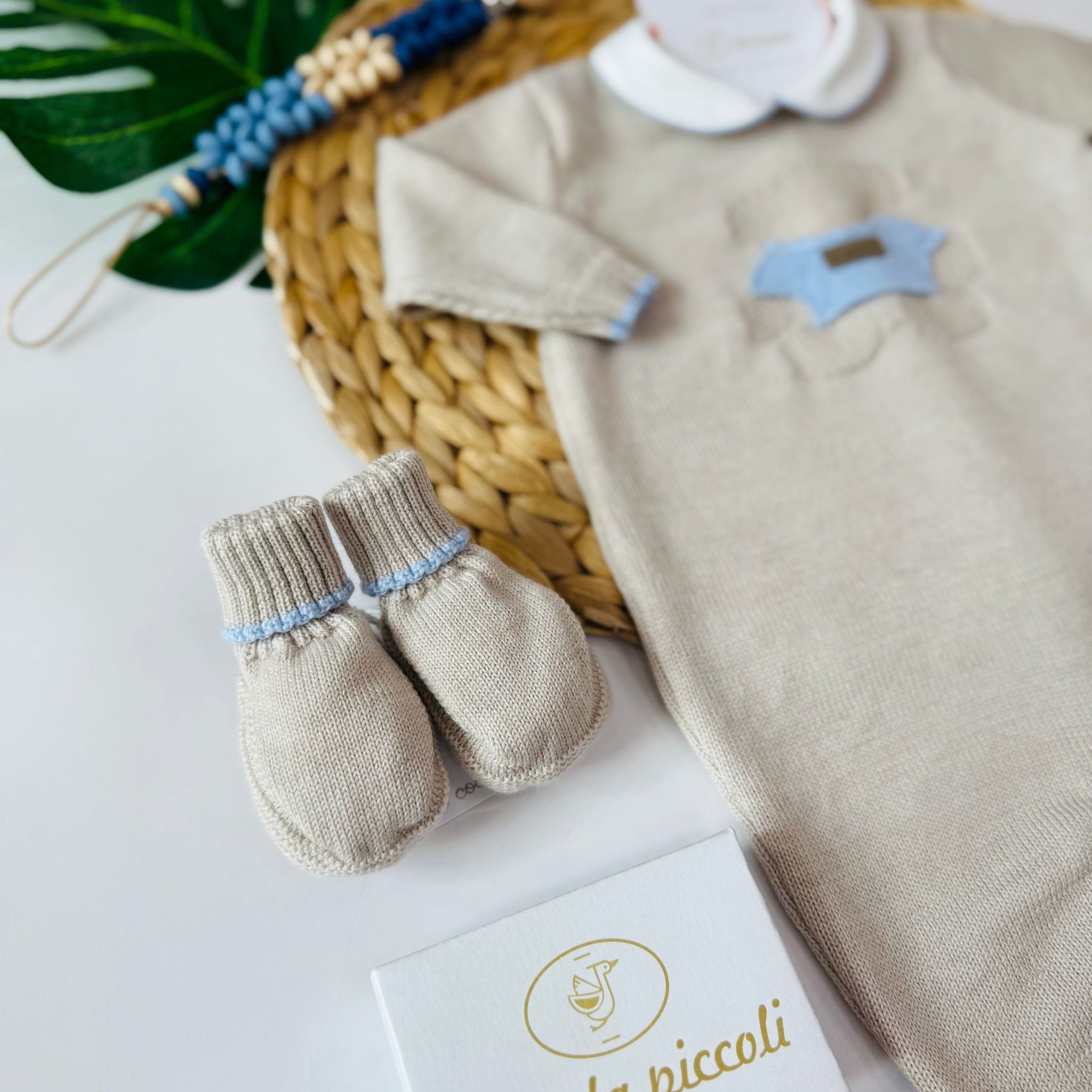 TUTNA CON SET PARURE 100% LANA BEIGE - Noi da piccoli