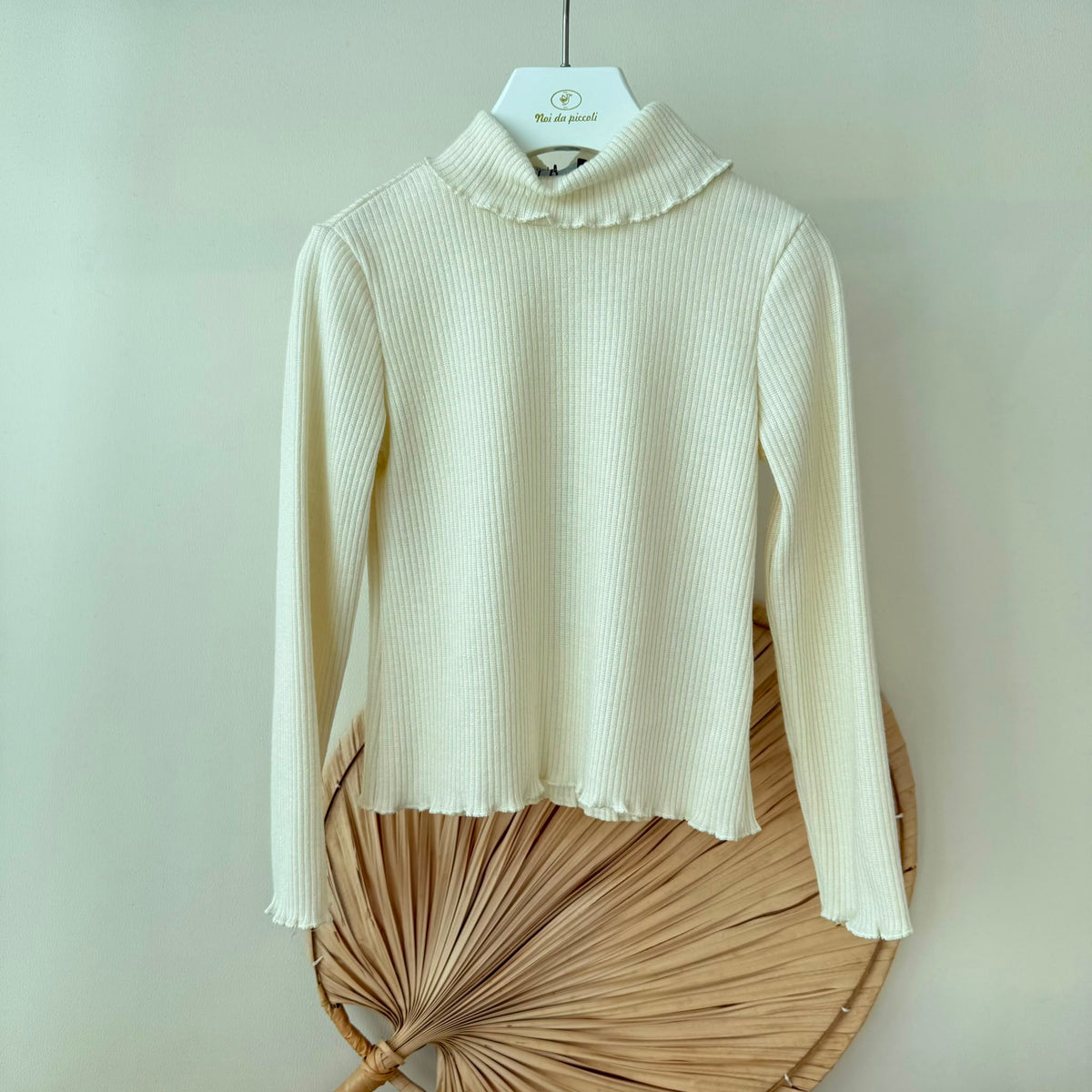 MAGLIA mezzo collo a costine AVORIO