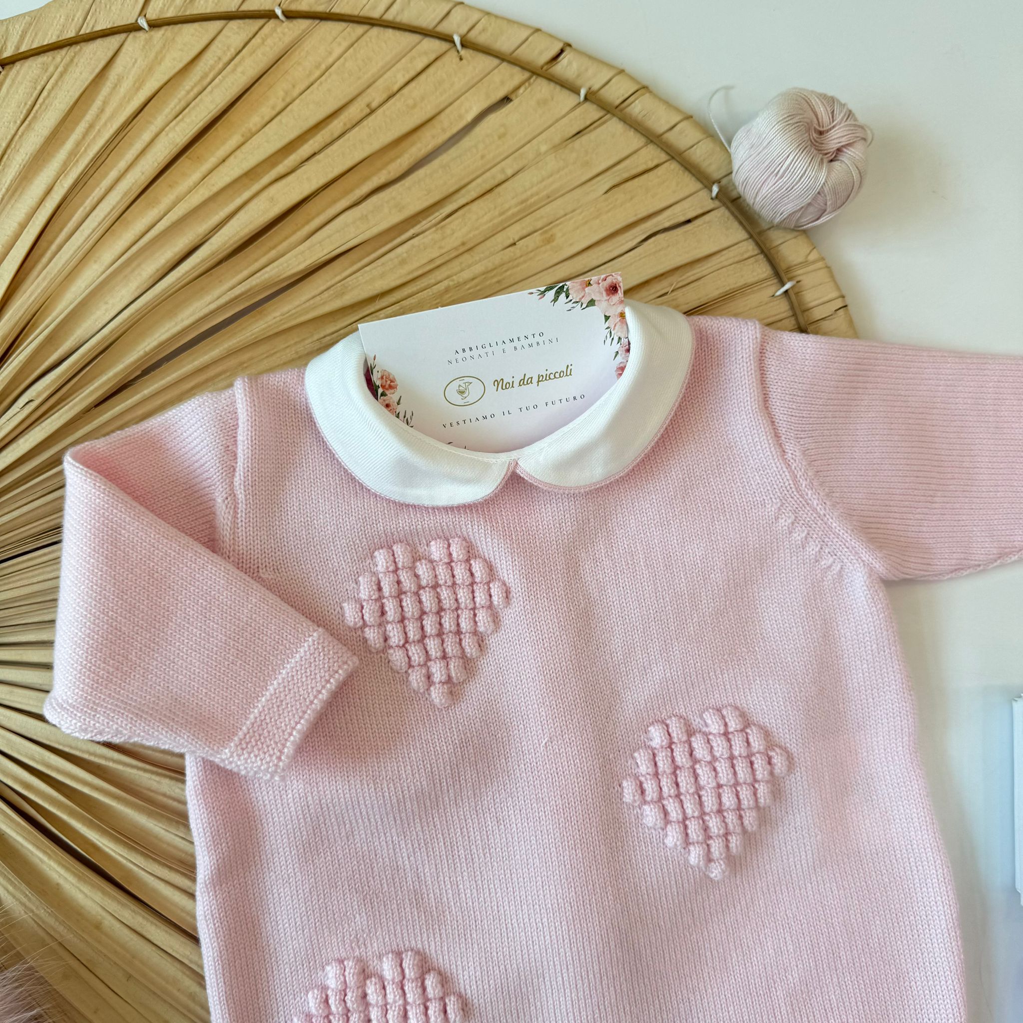 TUTINA CON PARURE 100% PURA LANA MERINO EXTRAFINE ROSA
