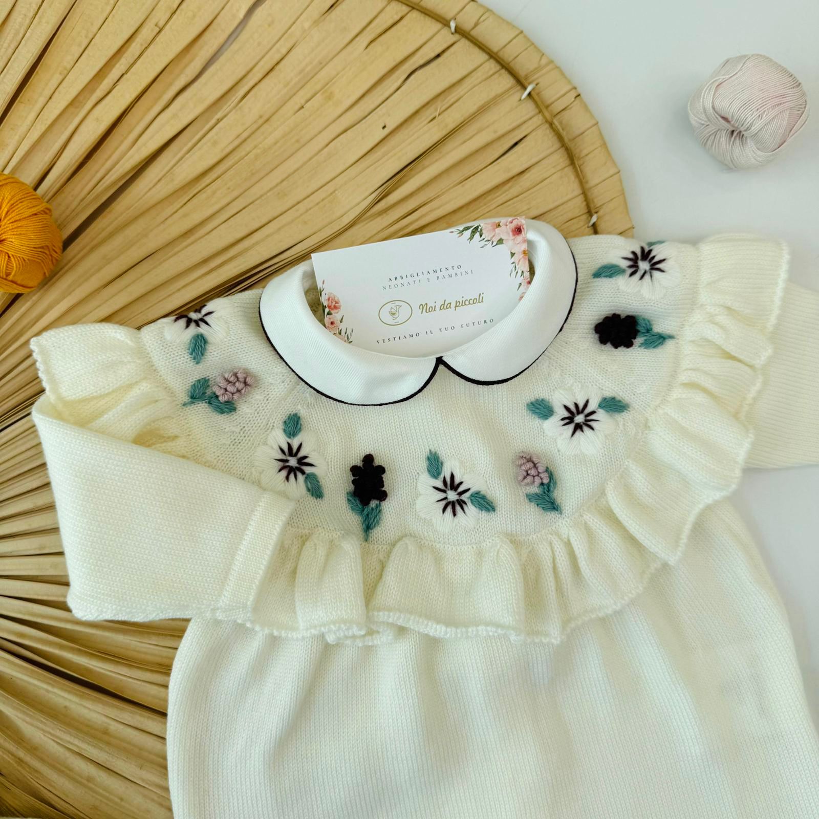 TUTINA CON BABBUCCE 100% PURA LANA MERINO EXTRAFINE PANNA