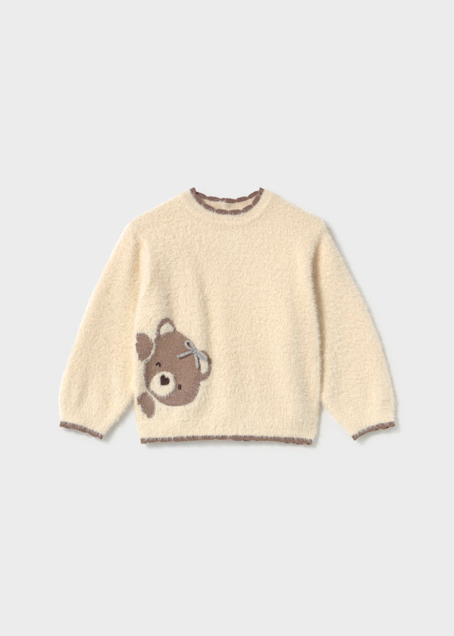 MAGLIONE IN FILATO CALDO BEIGE CON TEDDY
