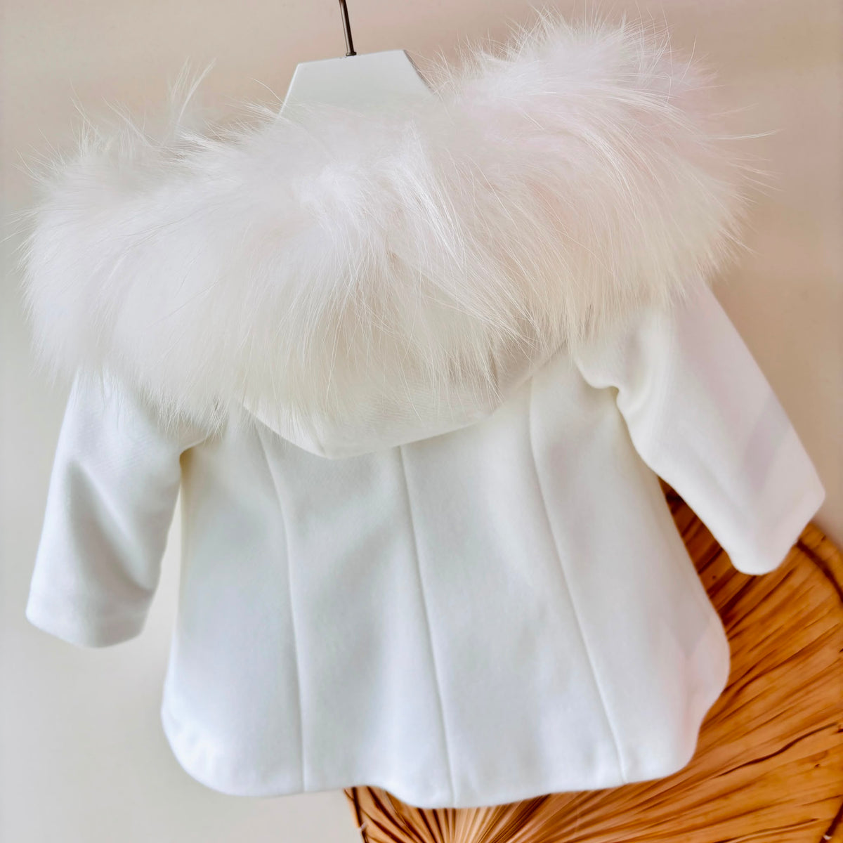 CAPPOTTO IN PANNO CON CAPPUCCIO PANNA
