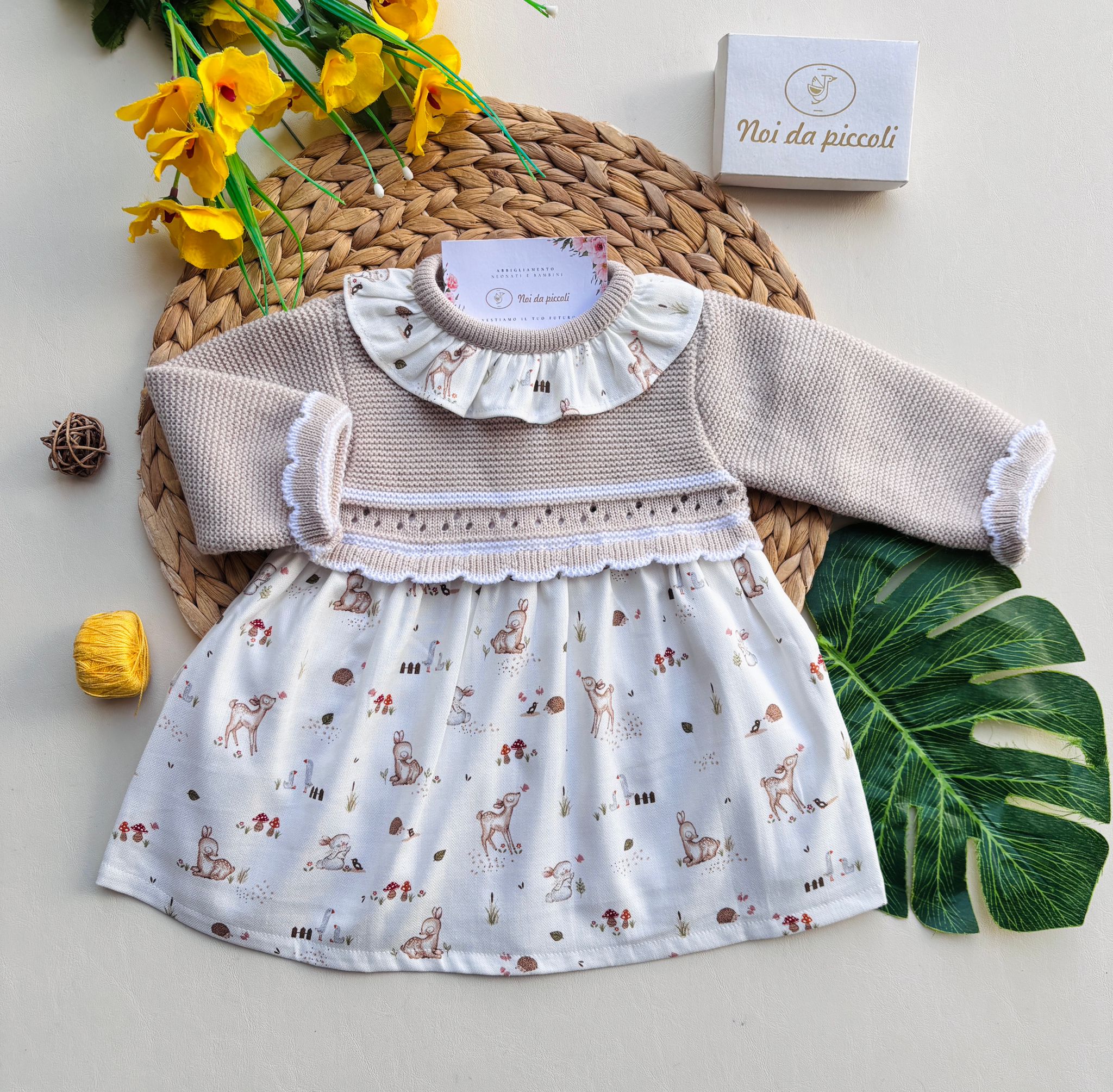 VESTINA ANIMALITOS COTONE CALDO BEIGE - Noi da piccoli