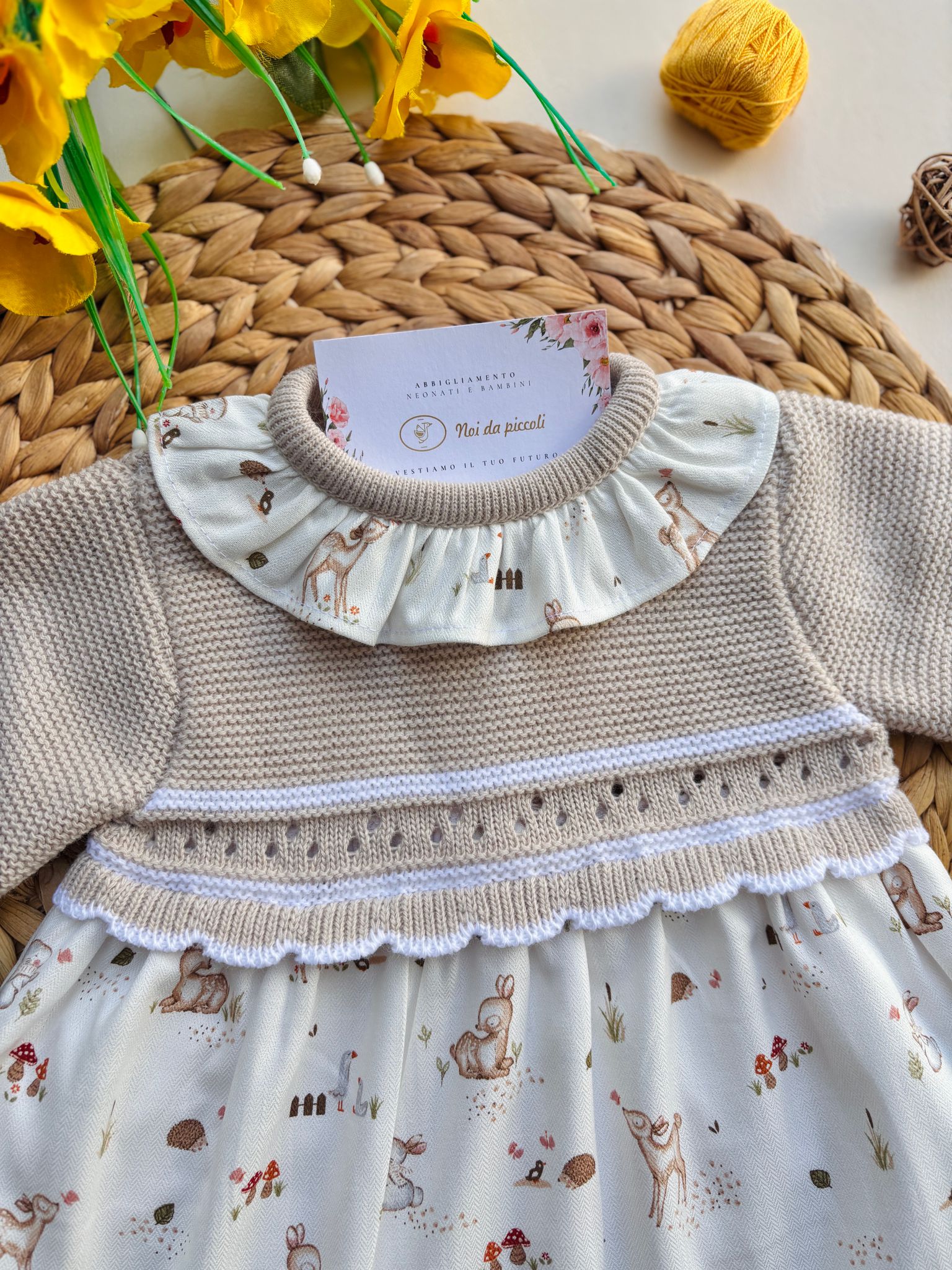 VESTINA ANIMALITOS COTONE CALDO BEIGE - Noi da piccoli