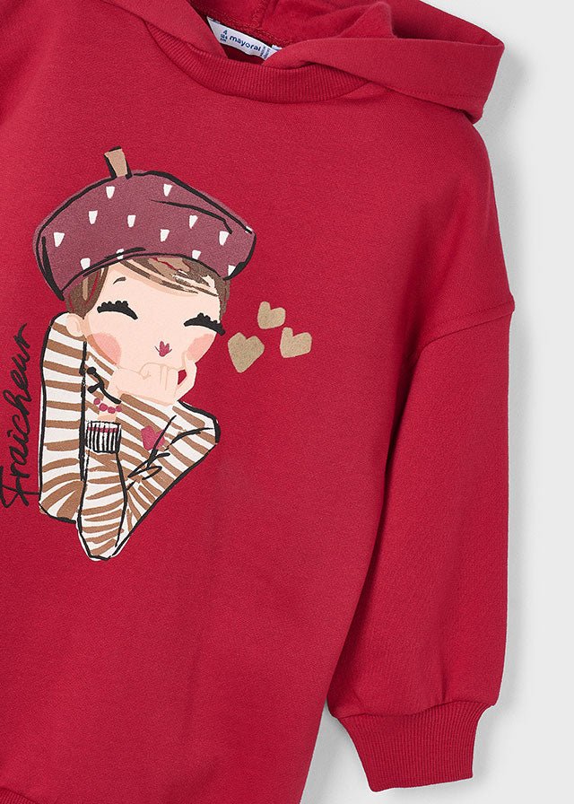 VESTINA CON CAPPUCCCIO GIRL IN FELPA Rosso - Noi da piccoli