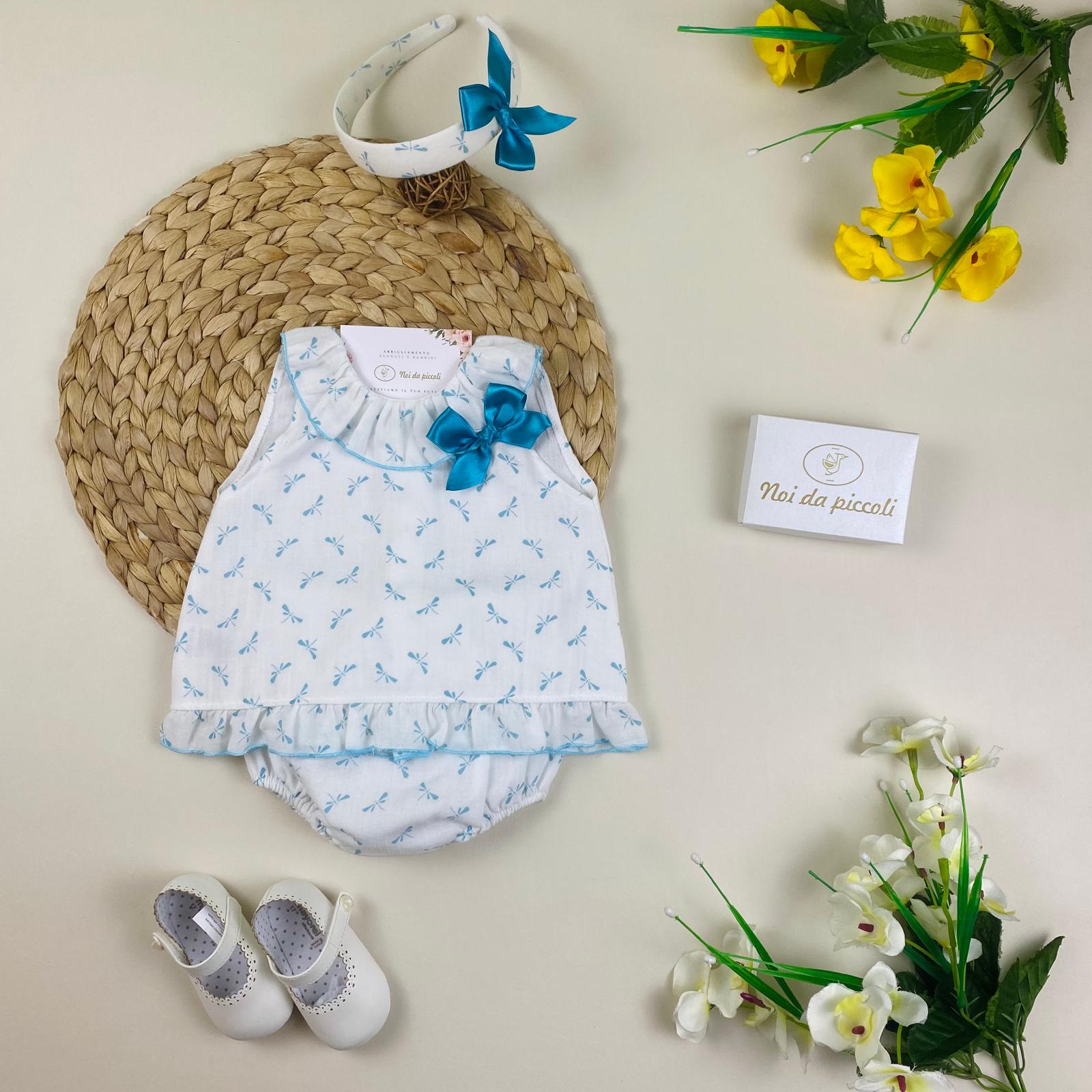 VESTINA CON CULOTTE 100 % COTONE Bianco - Noi da piccoli