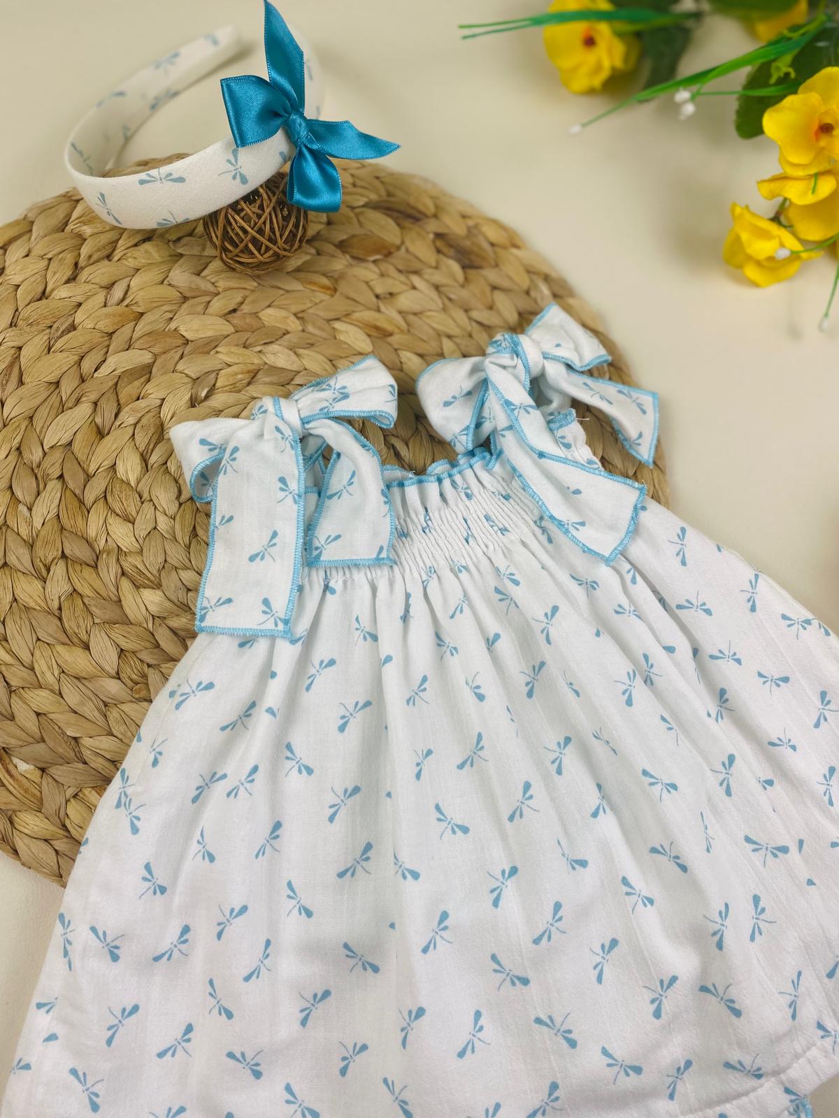 VESTINA CON CULOTTE 100 % COTONE Turchese - Noi da piccoli