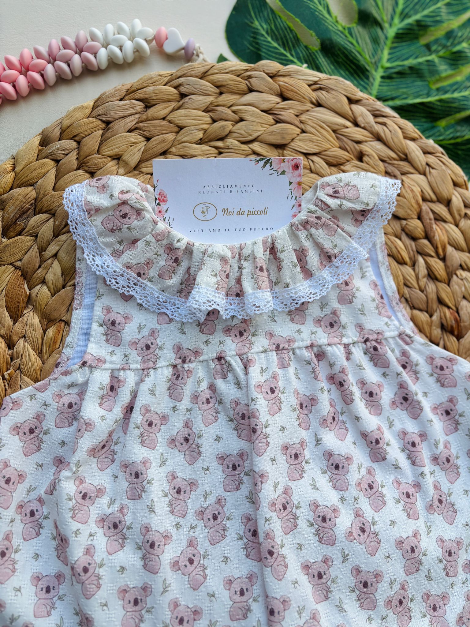 VESTINA CON CULOTTINA IN COTONE CON KOALA ROSA - Noi da piccoli