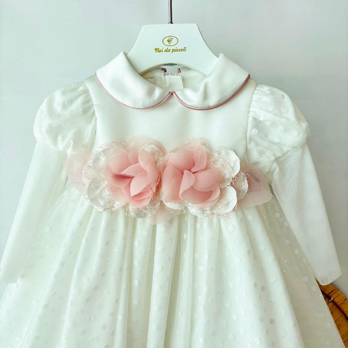 Vestina Fascia di Fiori e Pois Bianco Evi - Noi da piccoli