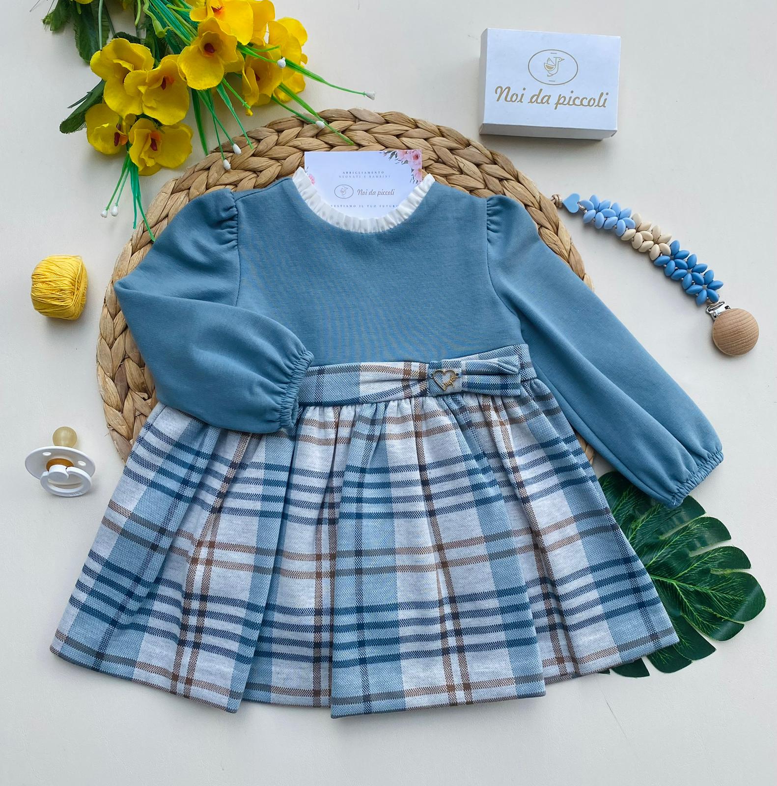 VESTINA IN CALDO COTONE CIELO CON RIGHE - Noi da piccoli