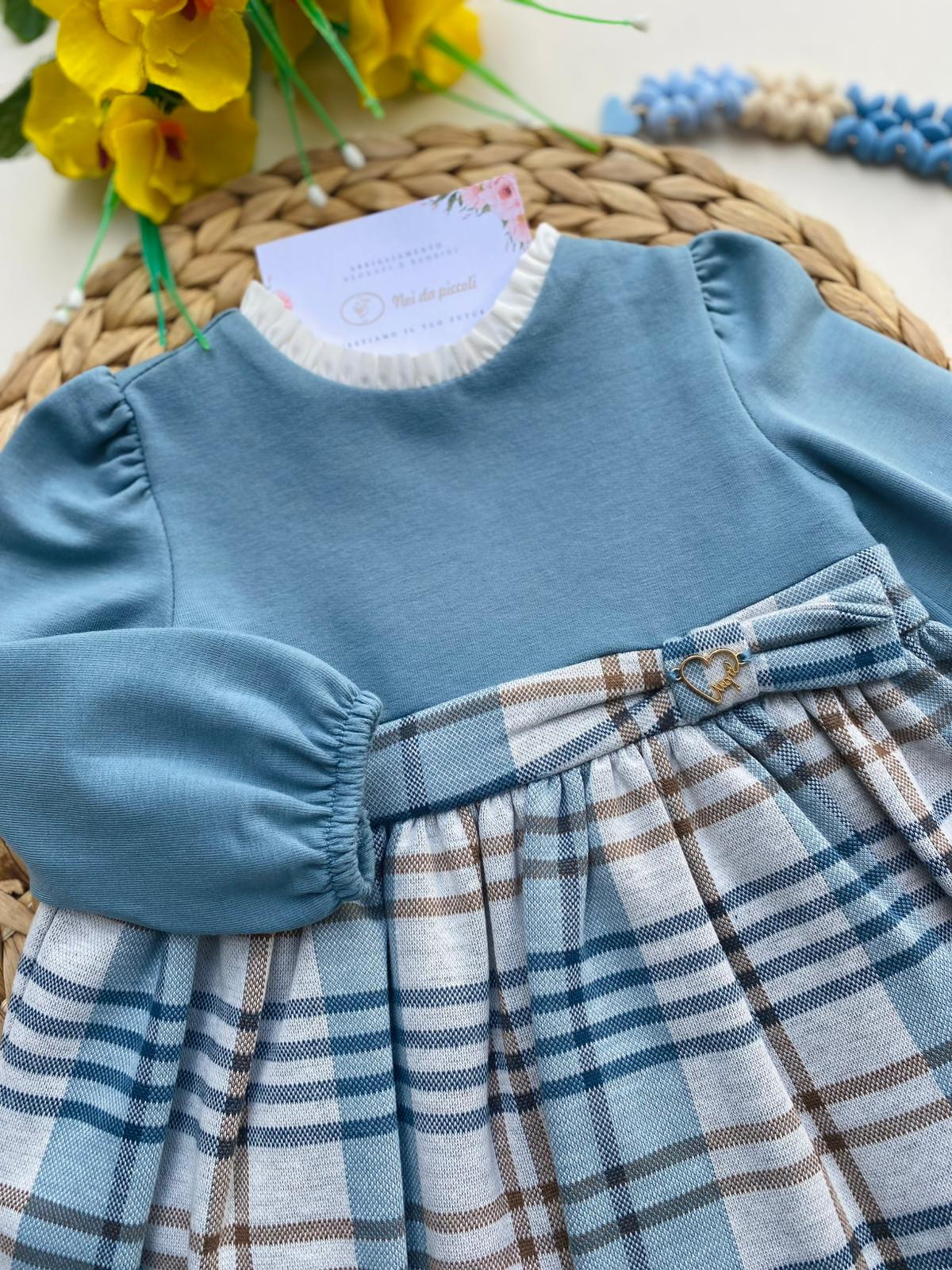 VESTINA IN CALDO COTONE CIELO CON RIGHE - Noi da piccoli