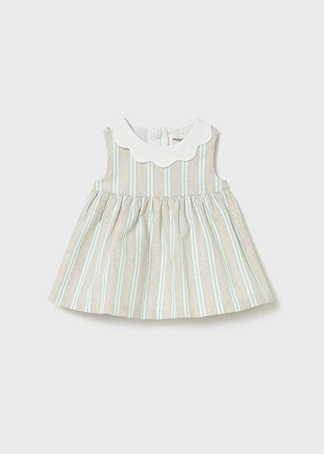VESTINA IN COTONE A RIGHE BEIGE E VERDE - Noi da piccoli