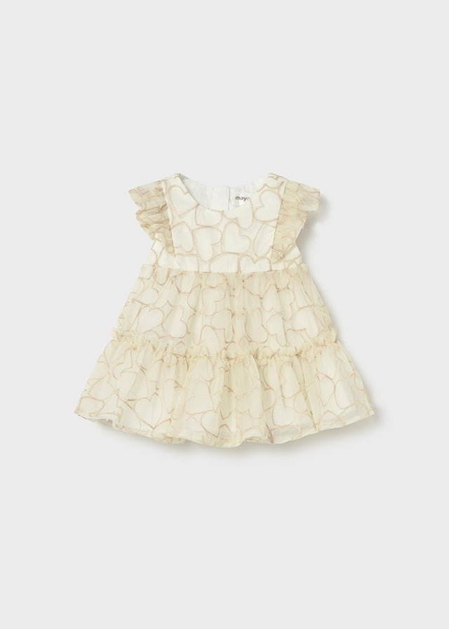 VESTINA IN COTONE CON CUORICINI BEIGE - Noi da piccoli