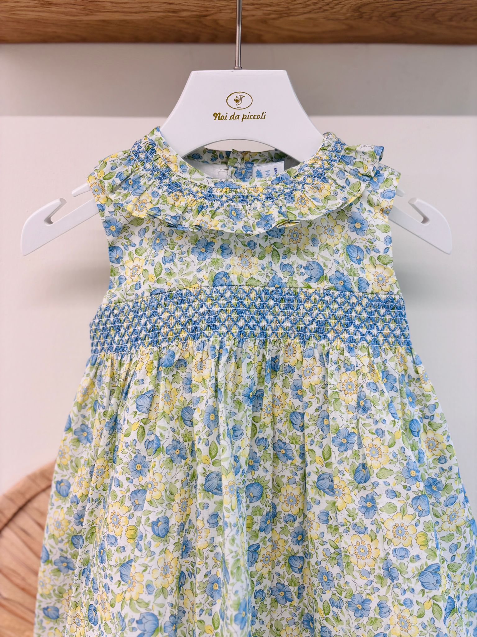 VESTINA IN COTONE FLOREALE VERDE - Noi da piccoli