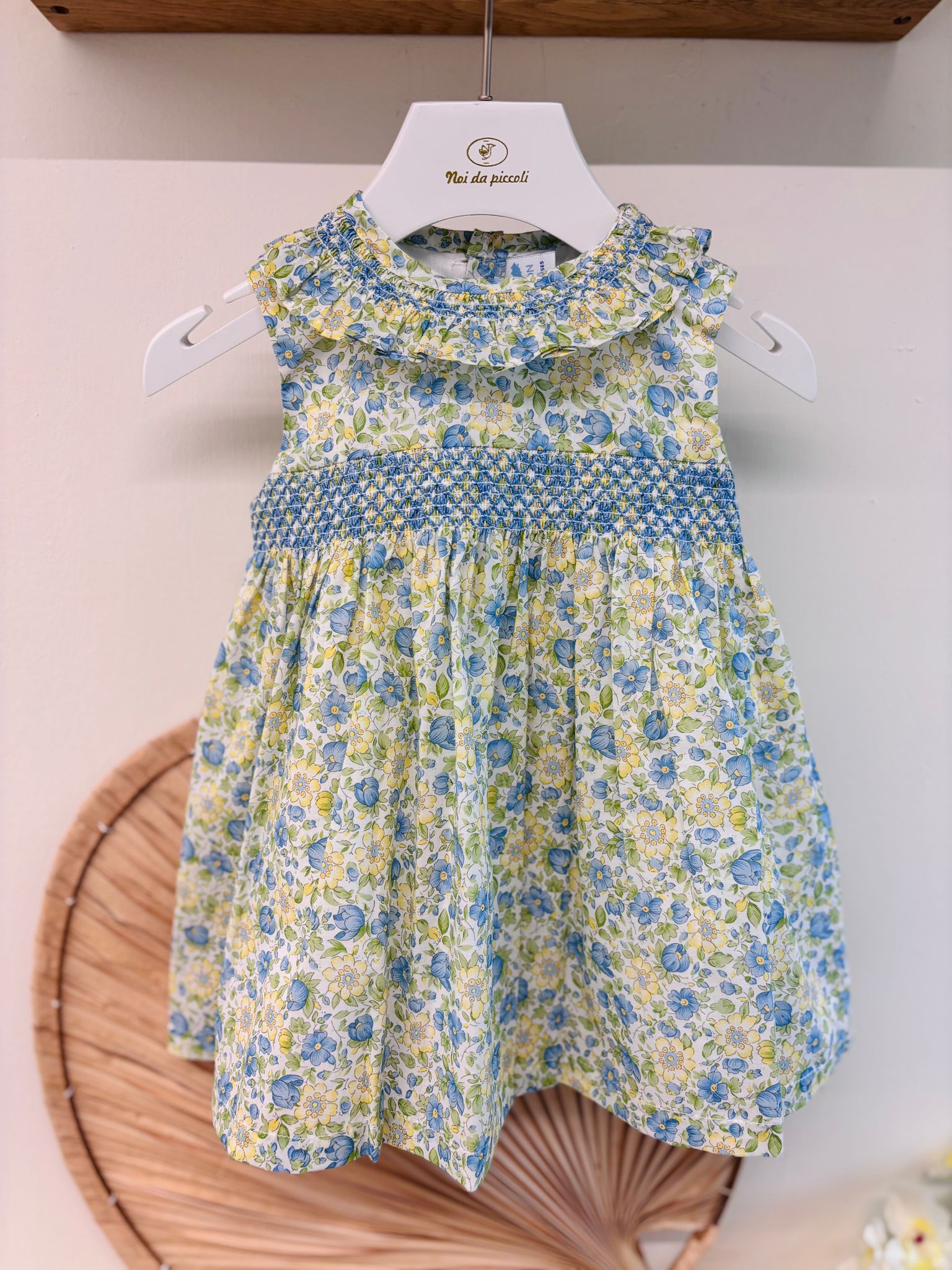 VESTINA IN COTONE FLOREALE VERDE - Noi da piccoli