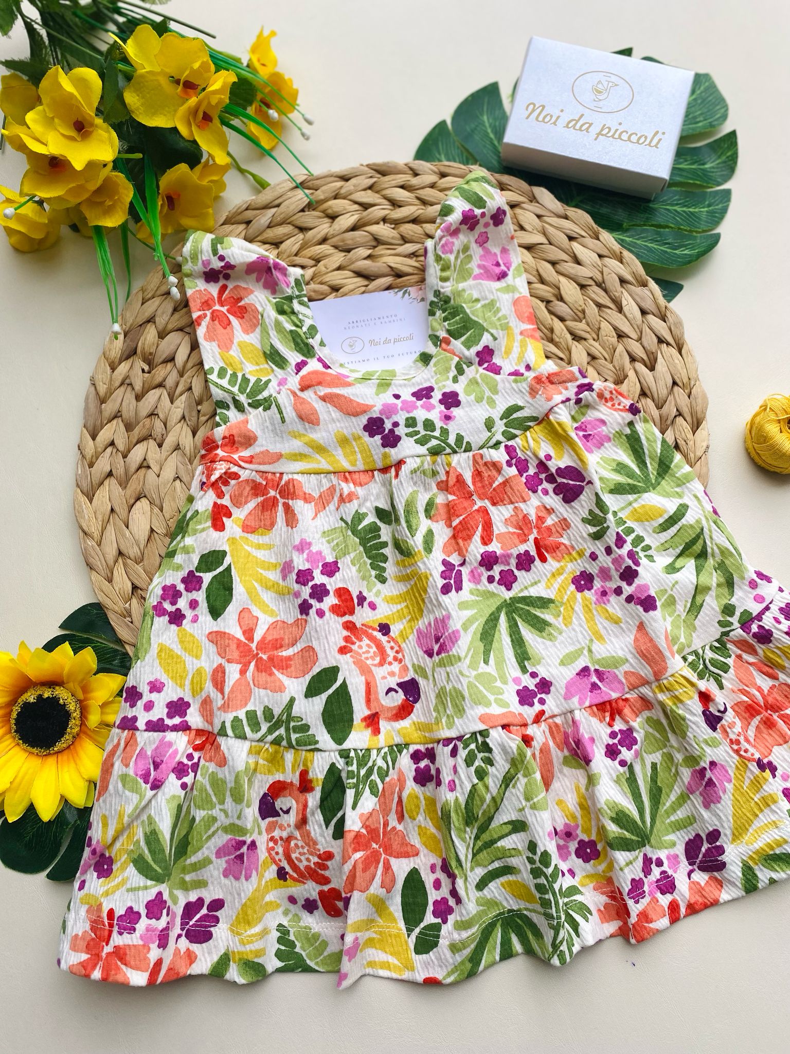 VESTINA IN COTONE IN FANTASIA FLOREALE COLORATA - Noi da piccoli