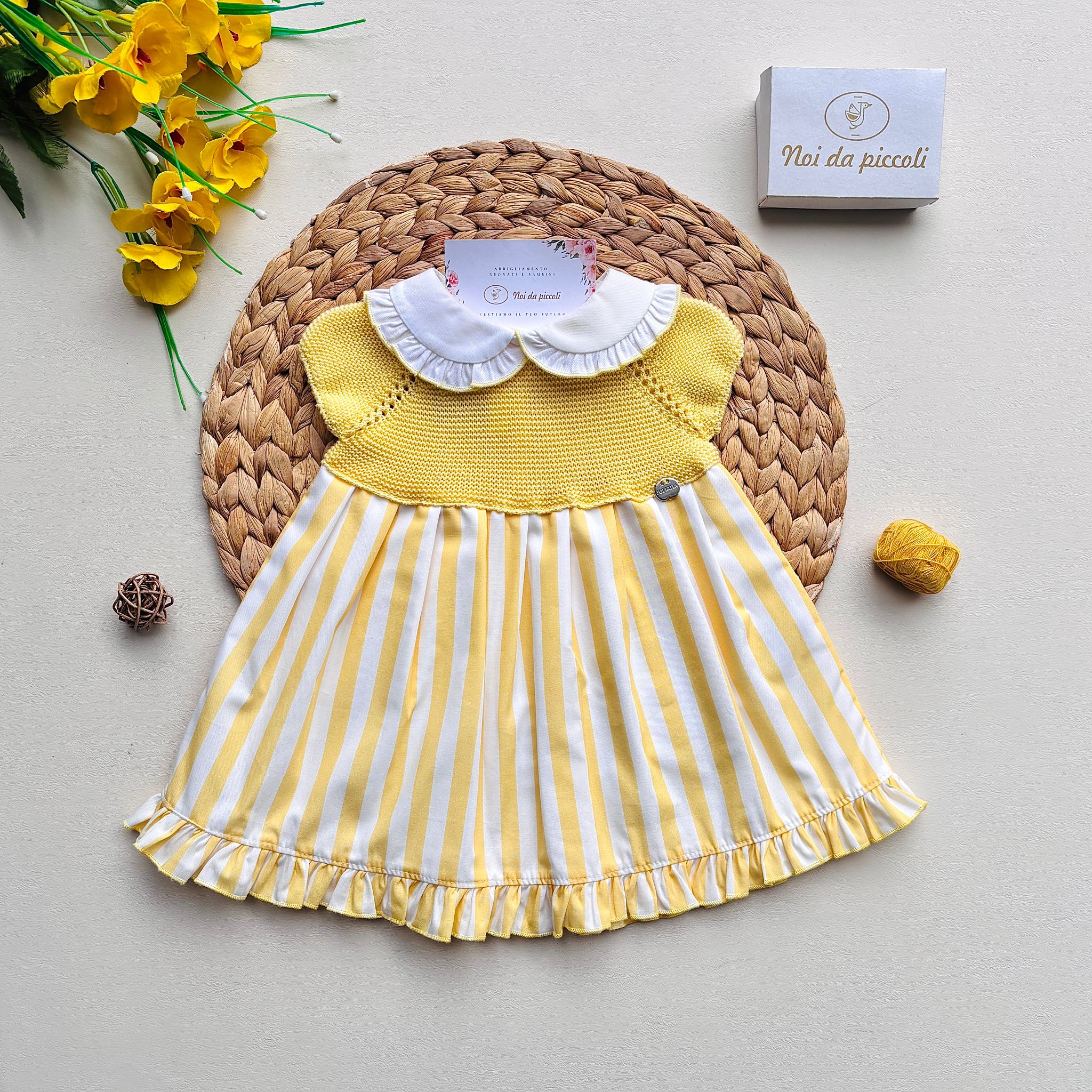 VESTINA IN COTONE RIGATO NELLA PARTE INFERIORE AMARILLO - Noi da piccoli