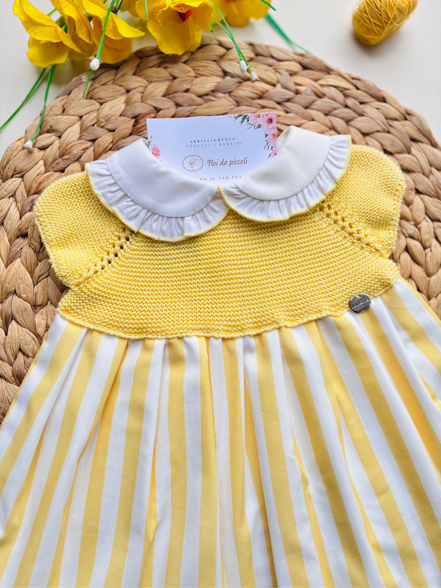VESTINA IN COTONE RIGATO NELLA PARTE INFERIORE AMARILLO - Noi da piccoli