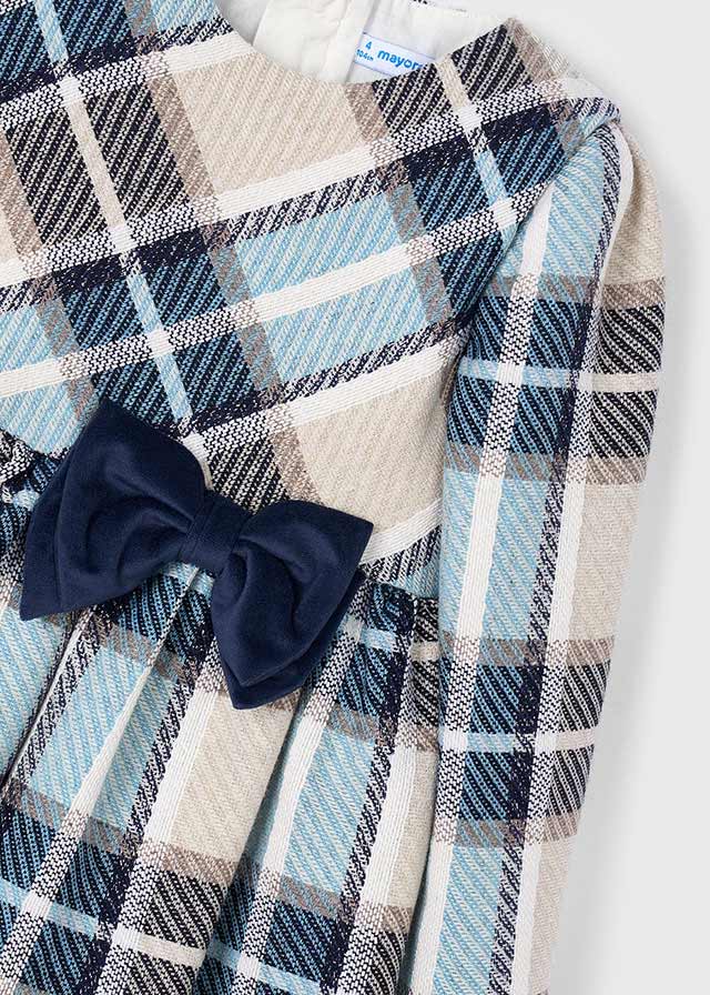 VESTINA IN FLANELLA A QUADRONI CON FIOCCHETTO CENTRALE MARINO - Noi da piccoli