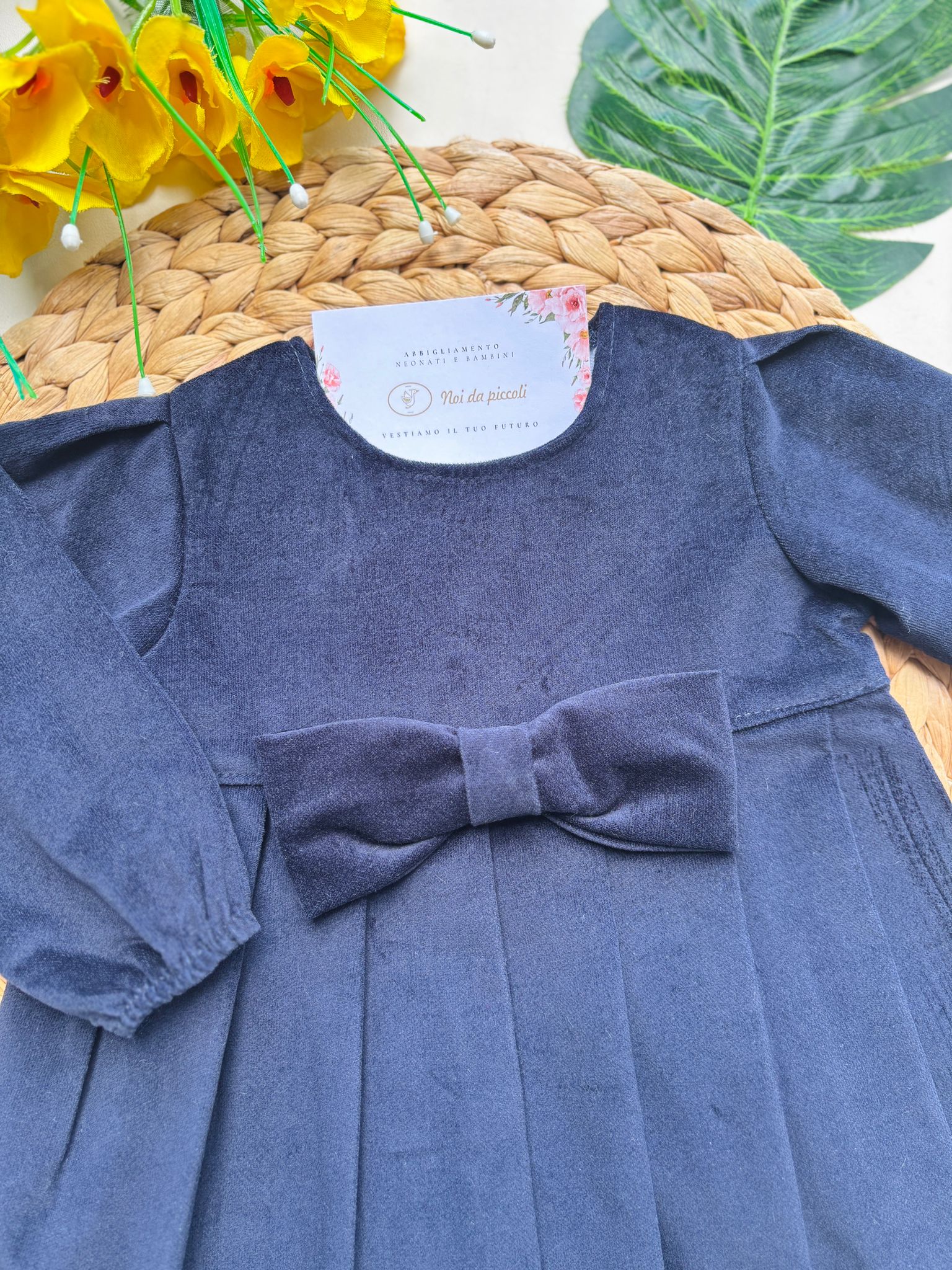 VESTINA IN VELLUTO MARINO - Noi da piccoli