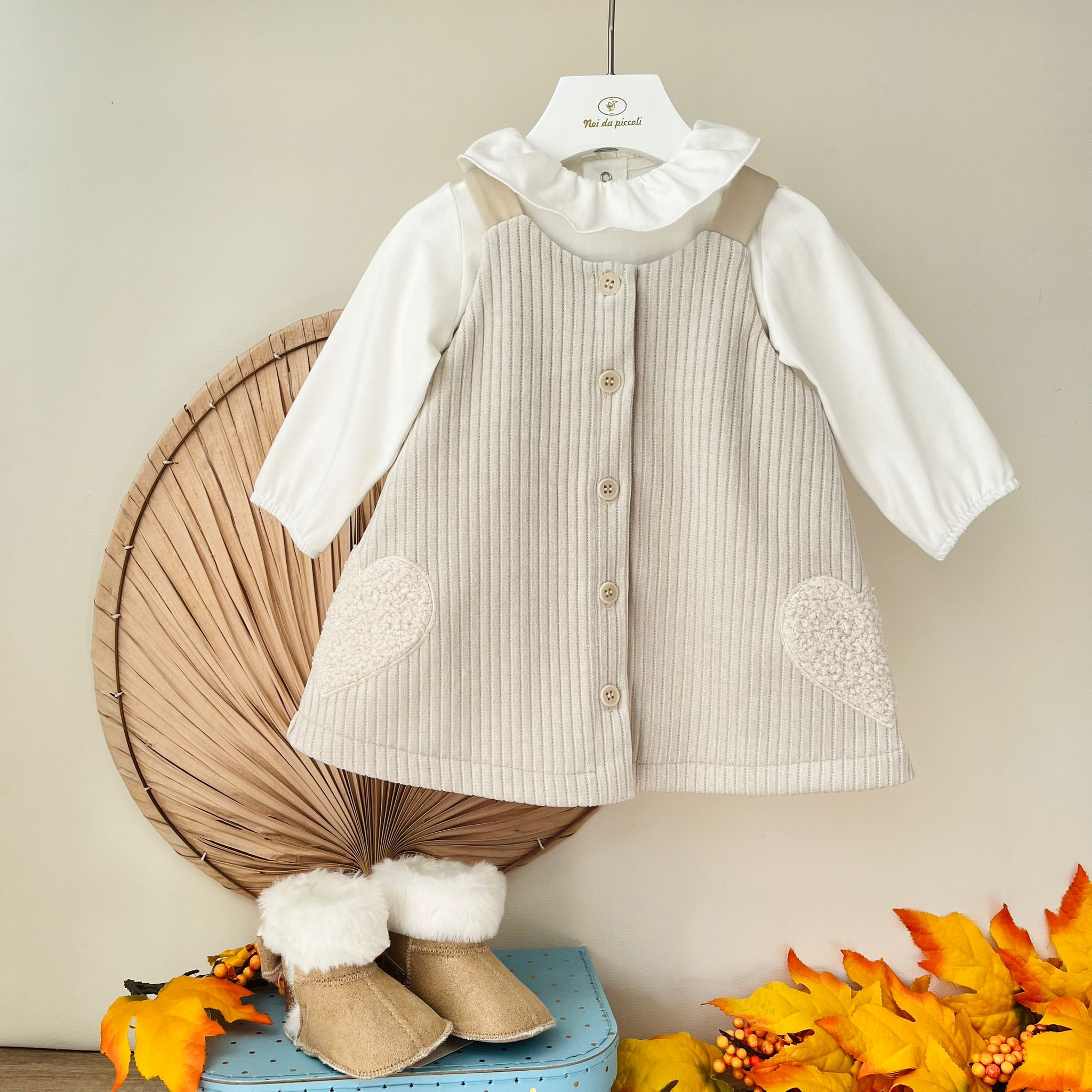 VESTINA VELLUTINO CON BODY BEIGE - Noi da piccoli
