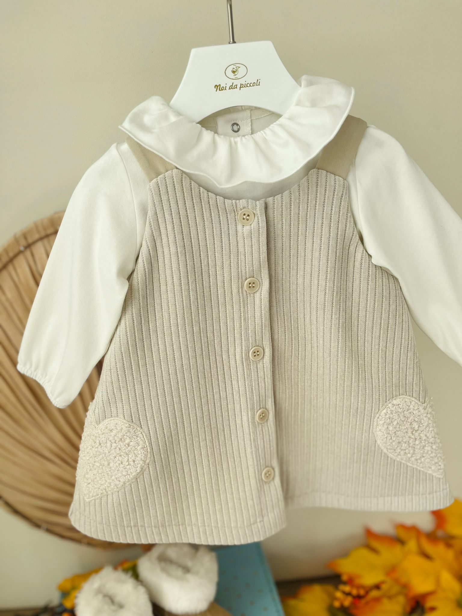 VESTINA VELLUTINO CON BODY BEIGE - Noi da piccoli