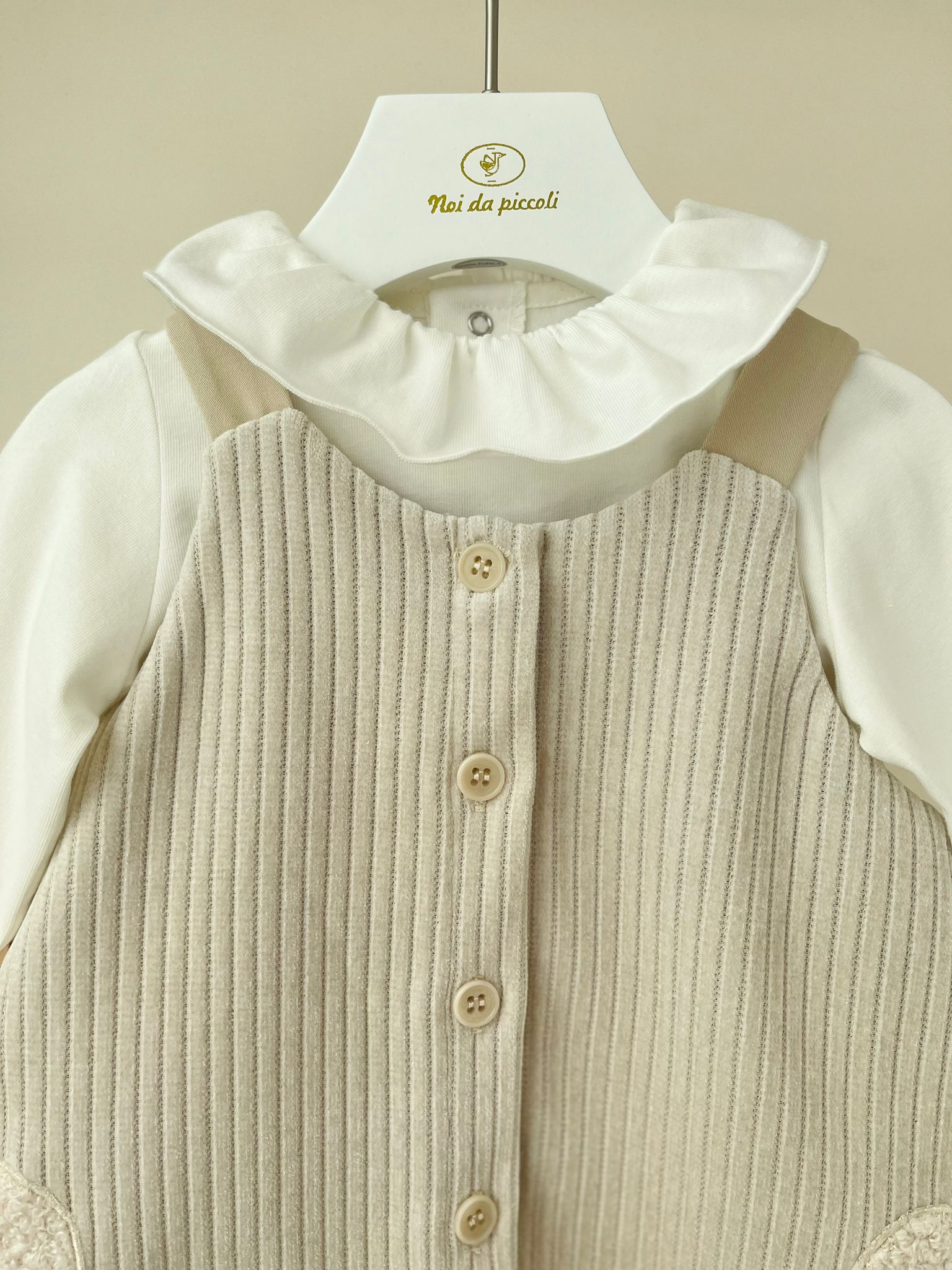 VESTINA VELLUTINO CON BODY BEIGE - Noi da piccoli