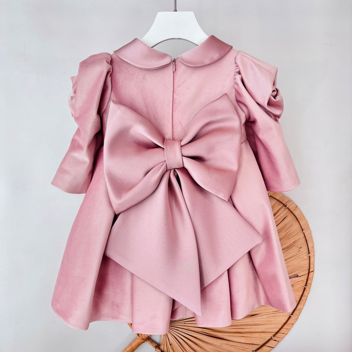 vestito Cerimoniale Velluto con Fiori ROSA - Noi da piccoli