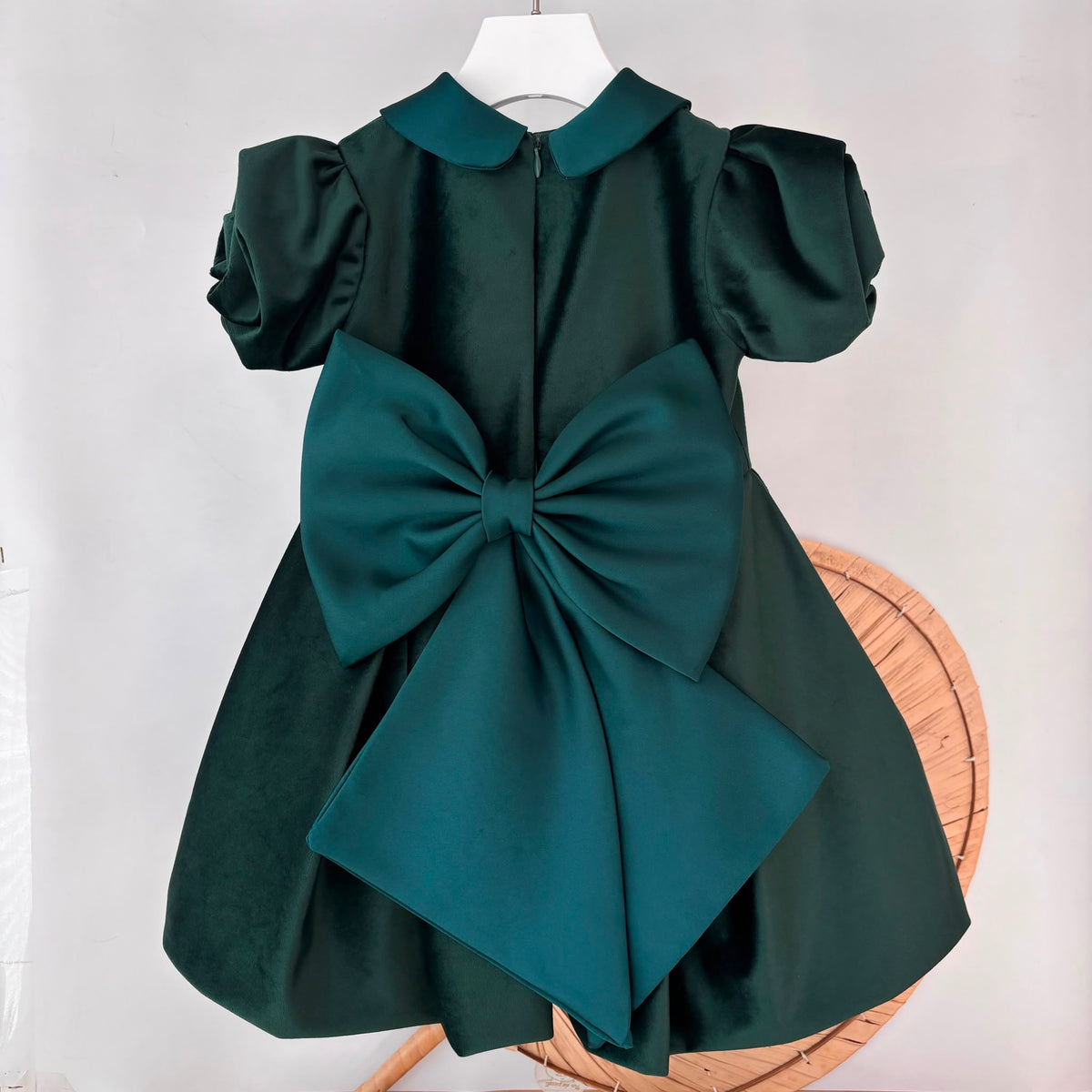 vestito Cerimoniale Velluto con Fiori VERDE - Noi da piccoli