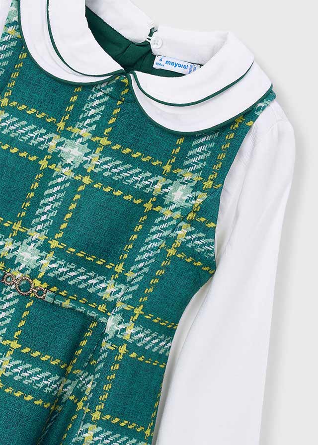 VESTITO CON FANTASIA TARTAN VERDE IN COTONE CALDO - Noi da piccoli