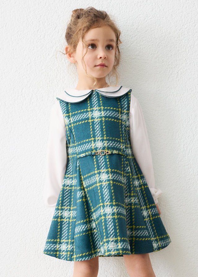 VESTITO CON FANTASIA TARTAN VERDE IN COTONE CALDO - Noi da piccoli