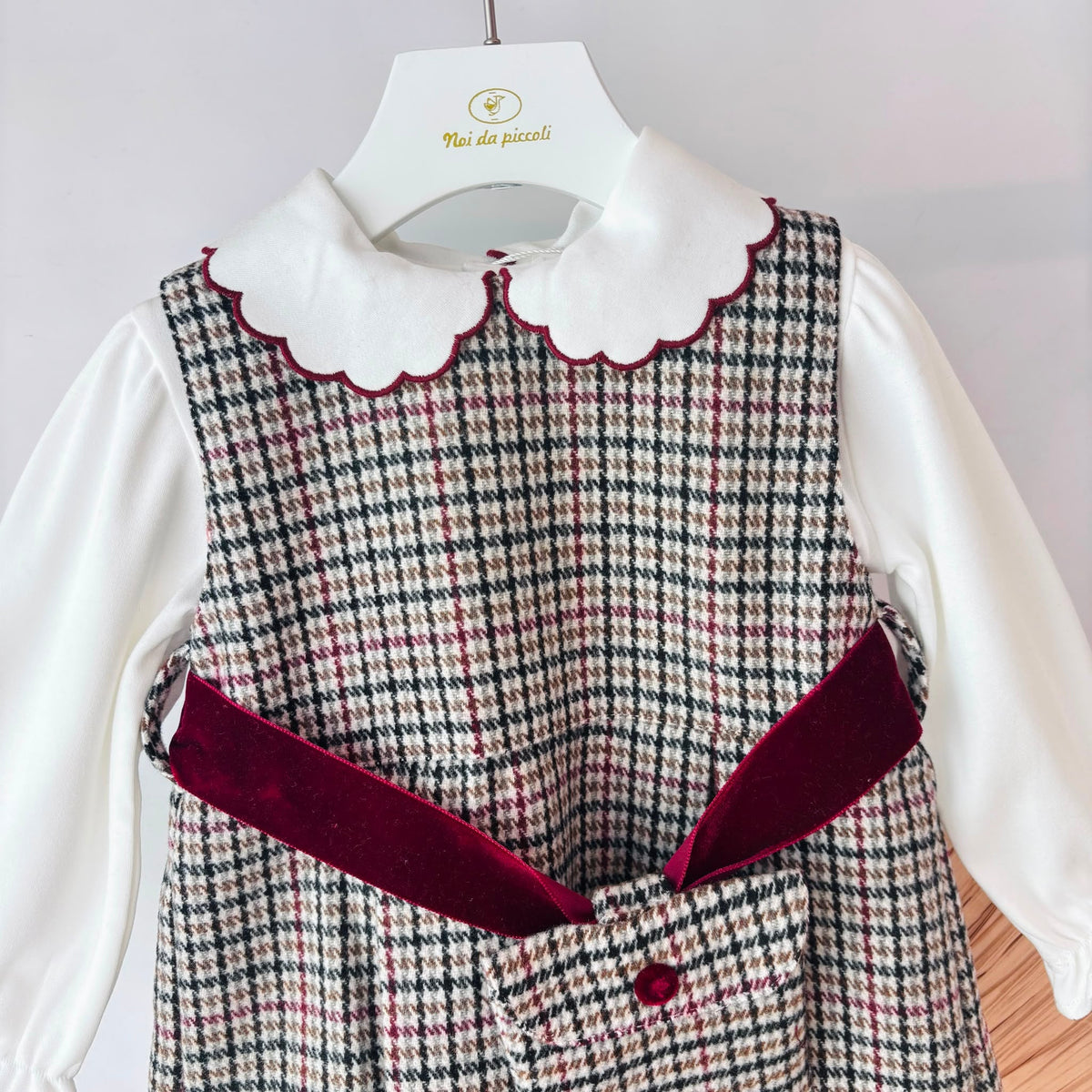 Burgundy Brushed Cotton Dress Deolinda - Noi da piccoli