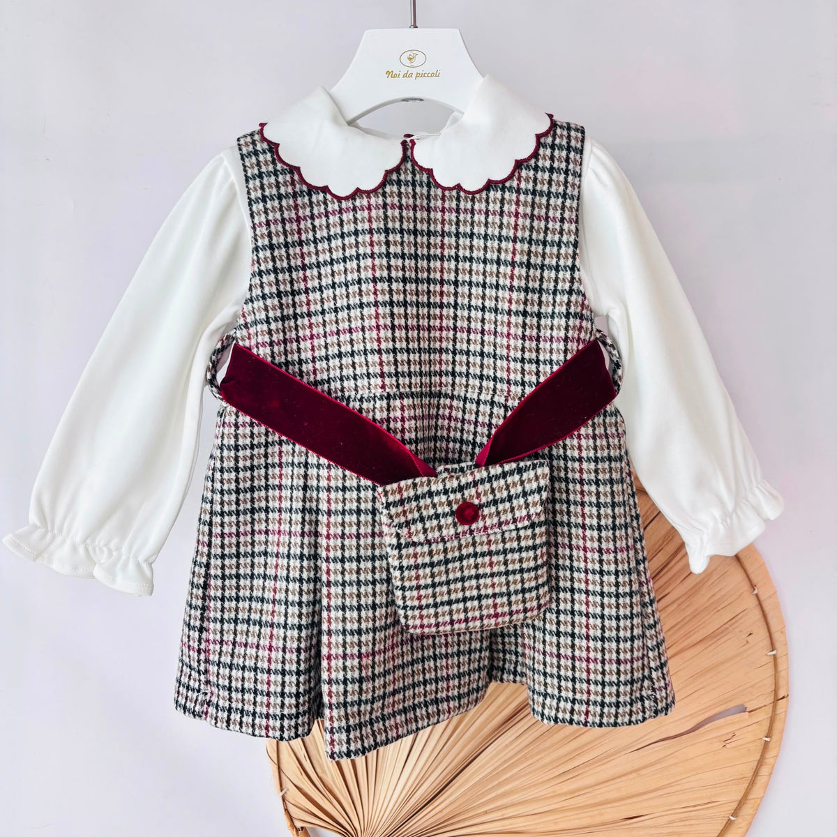 Burgundy Brushed Cotton Dress Deolinda - Noi da piccoli