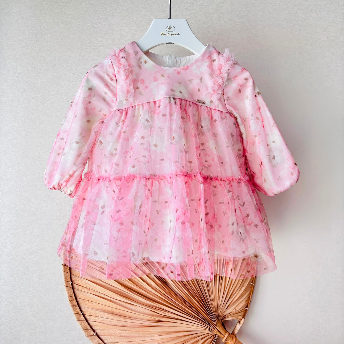 Vestito in Tulle Rosa con Fantasia Floreale Mayoral